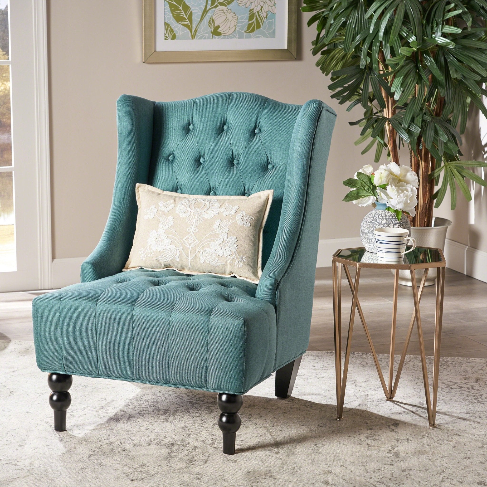 Dawned Upholstered Accent Chair with Button Tufting and Wing Back - Accent Chairs