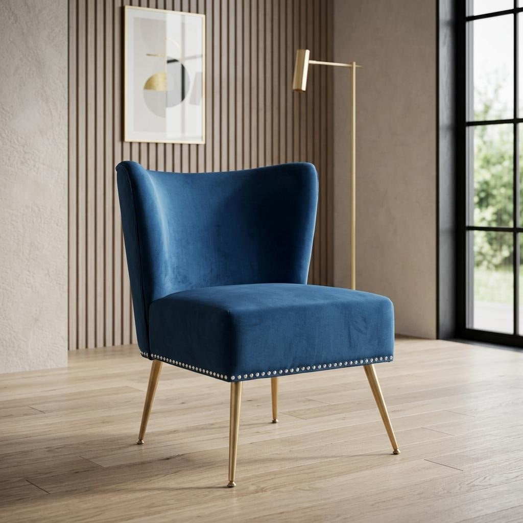 Armless Slipper Accent Chair with Metal Legs