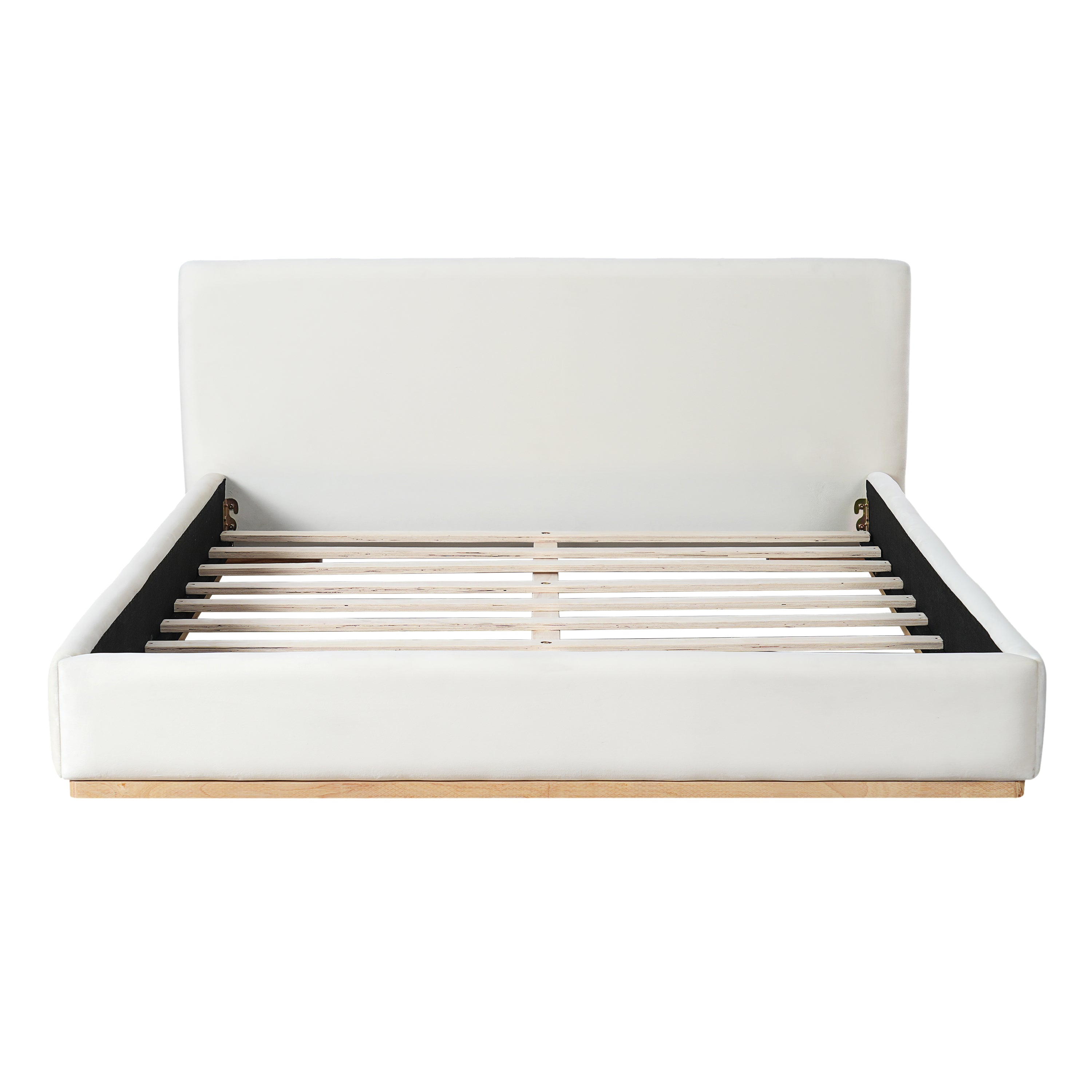 Elegant Upholstered Bed With Solid Wood Frame