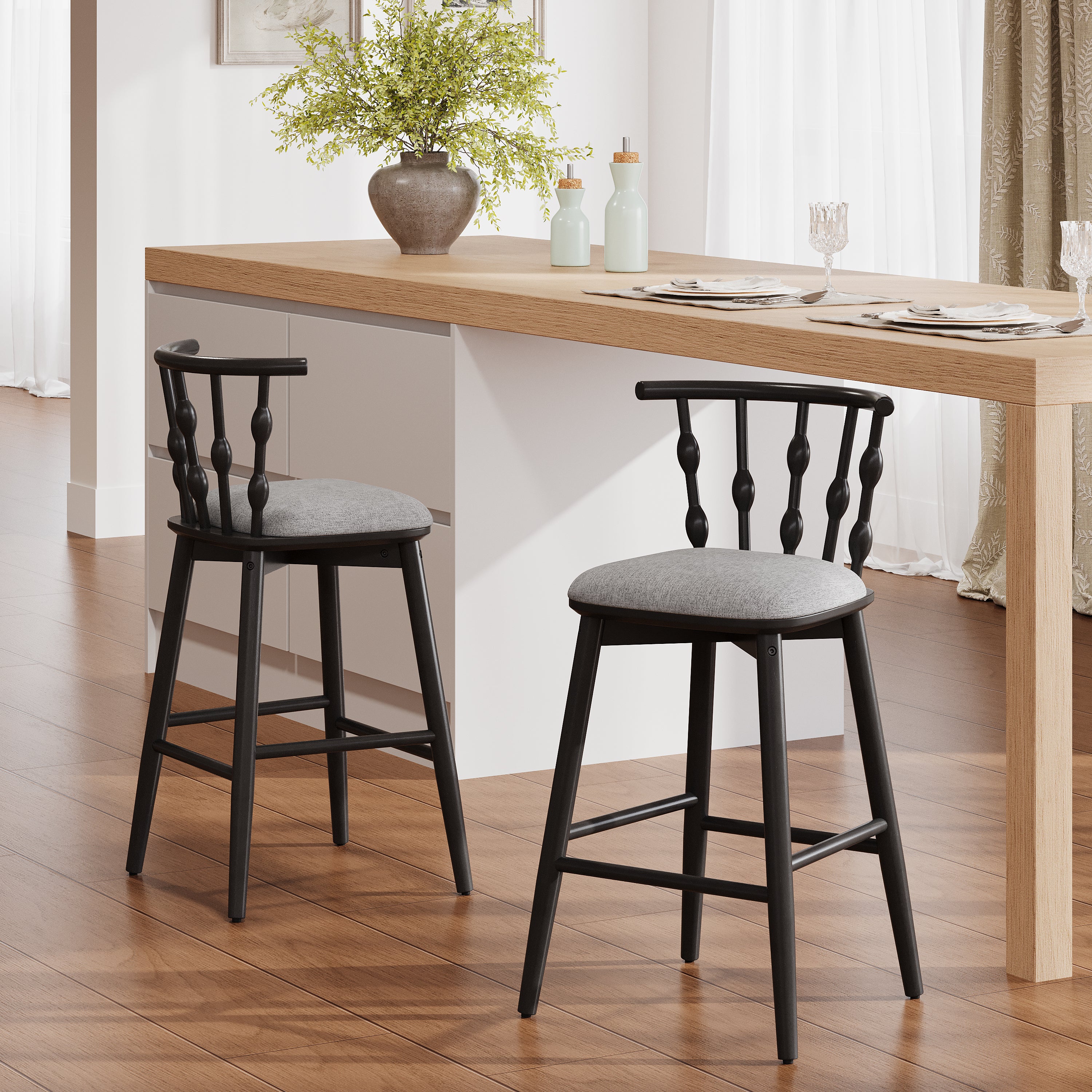Doria Indoor Wooden Barstool, Set of 2
