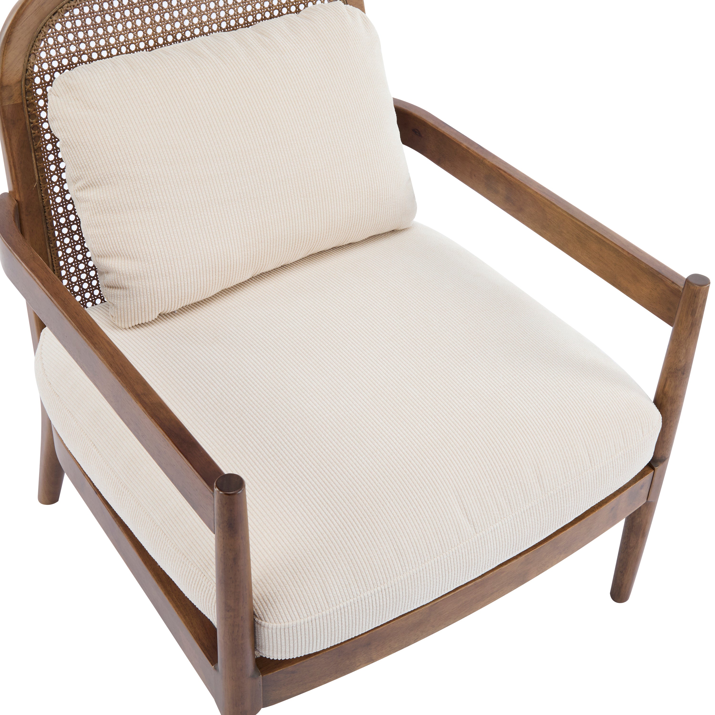 Elliston Solid Wood and Rattan Accent Chair with Cushions, Set of 2