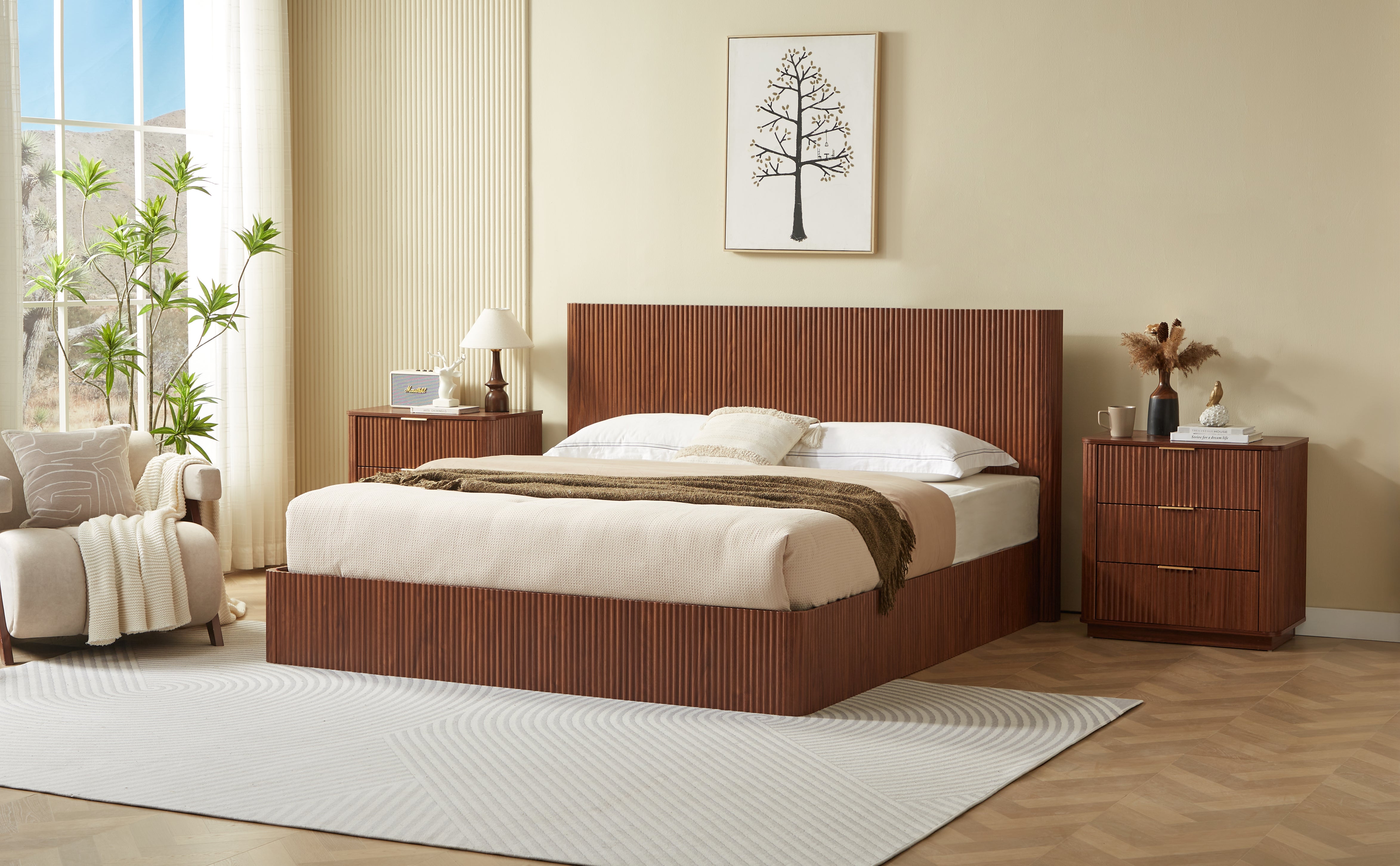 Fluted Lift Up Storage Bed