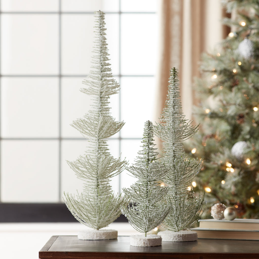 Frosted Bottle Brush Holiday Tree (Set of 3)