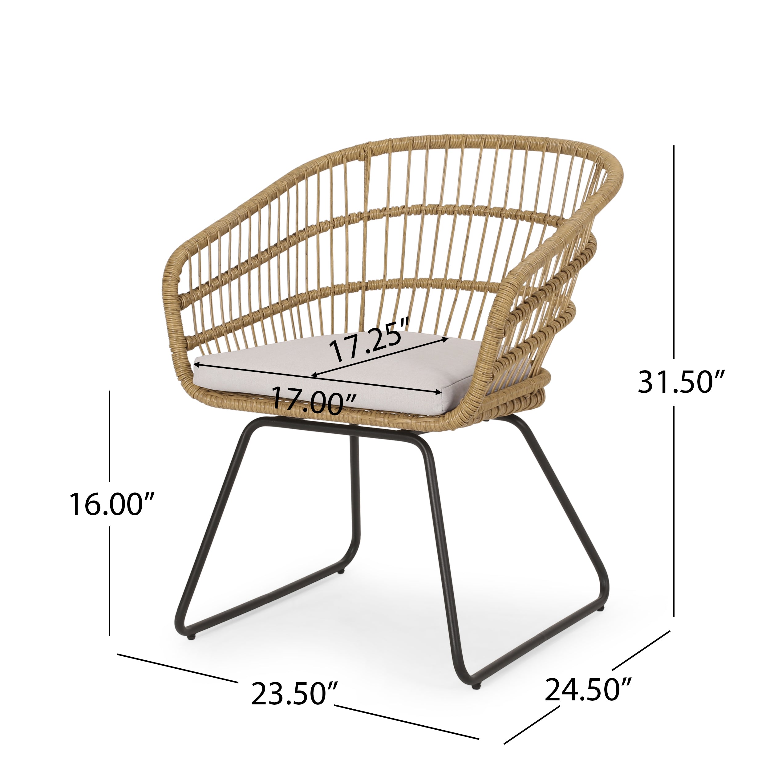 Outdoor Chair with Sled Legs and Curved Frame, Set of 2