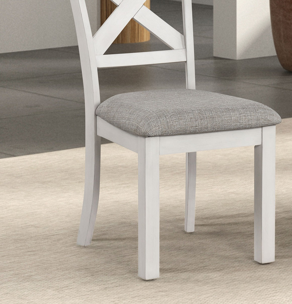 Modern Simple Rustic White Oak 2pc Side Chairs Dining Room Furniture Cross Back Cushion Seat Chair
