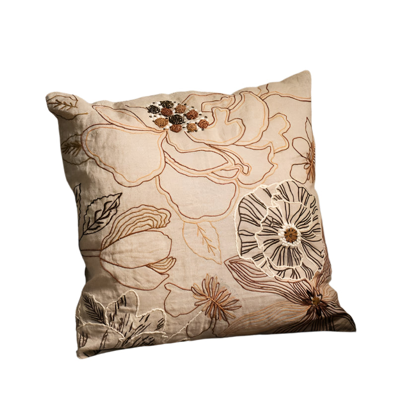 100%-LINEN-EMBROIDERY-CUSHION--Beige-Pillows