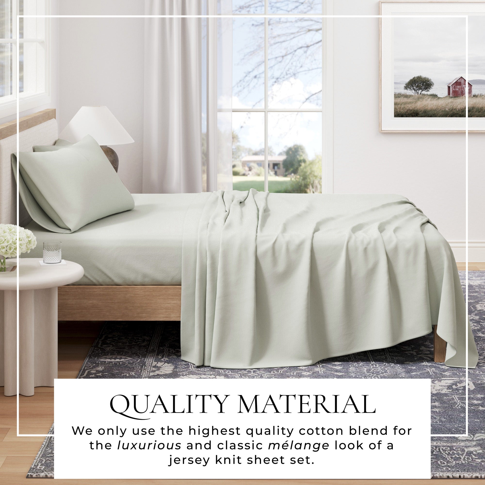 Cotton Heathered Melange Jersey Knit Sheet Set