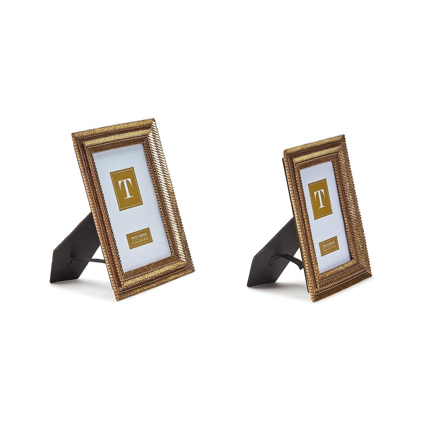 Gold Fern Photo Frame Includes 2 Sizes: 4x6 and 5x7, Set of 2