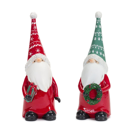 Holiday-Gnome-Figurine-with-Present-and-Wreath-Accent-(set-of-2)-Green-Decor