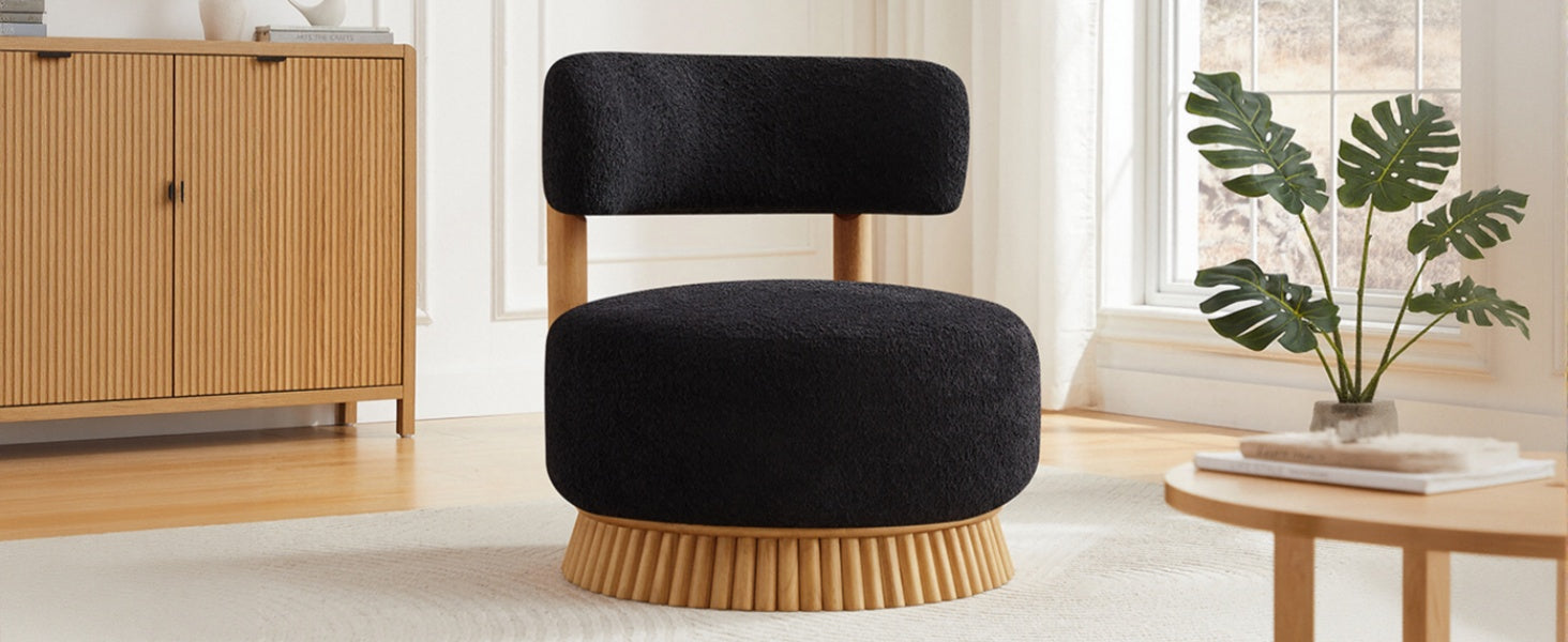 Modern Farmhouse Armless Accent Chair with Wooden Base