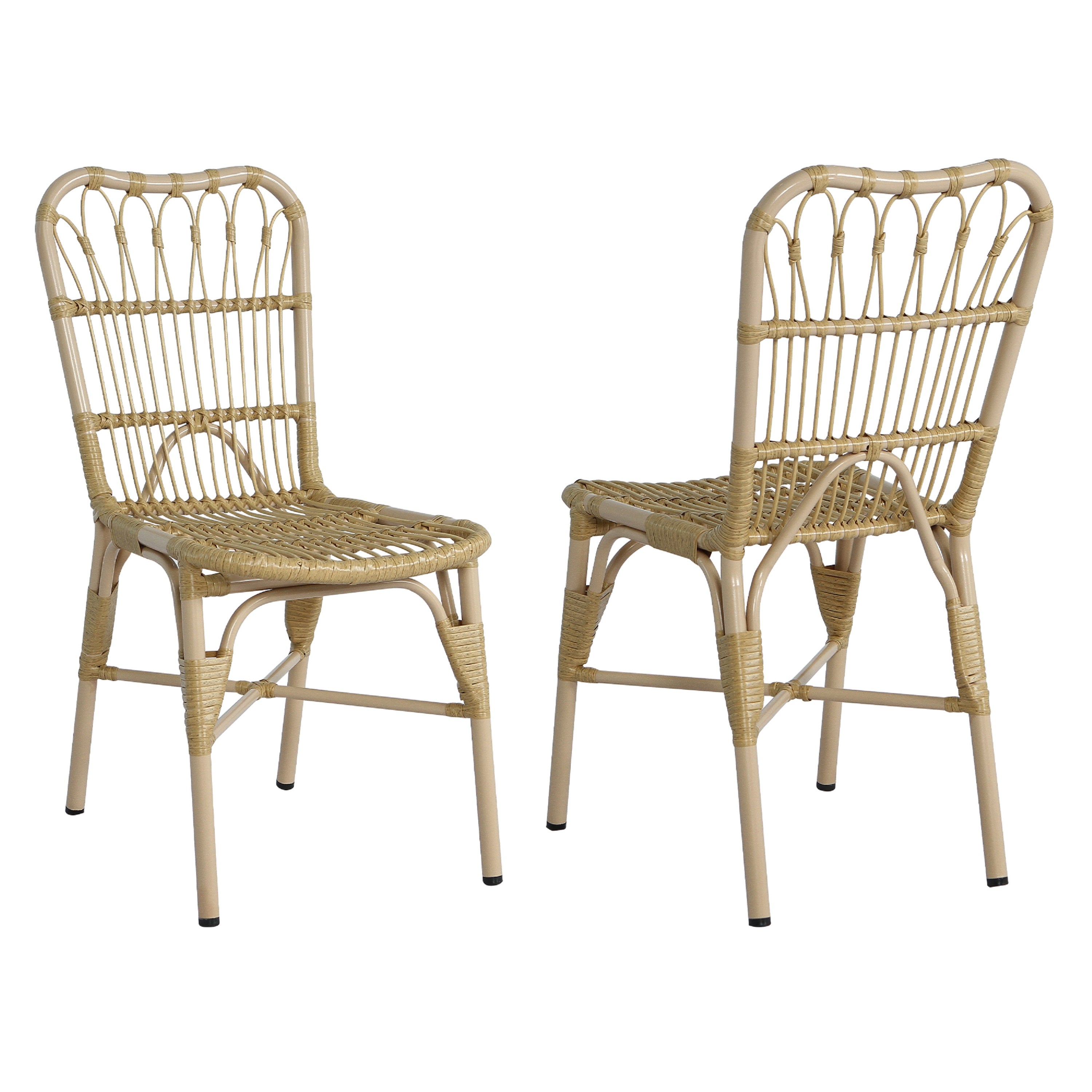 Outdoor Rattan Patio Dining Chairs, Set of 2
