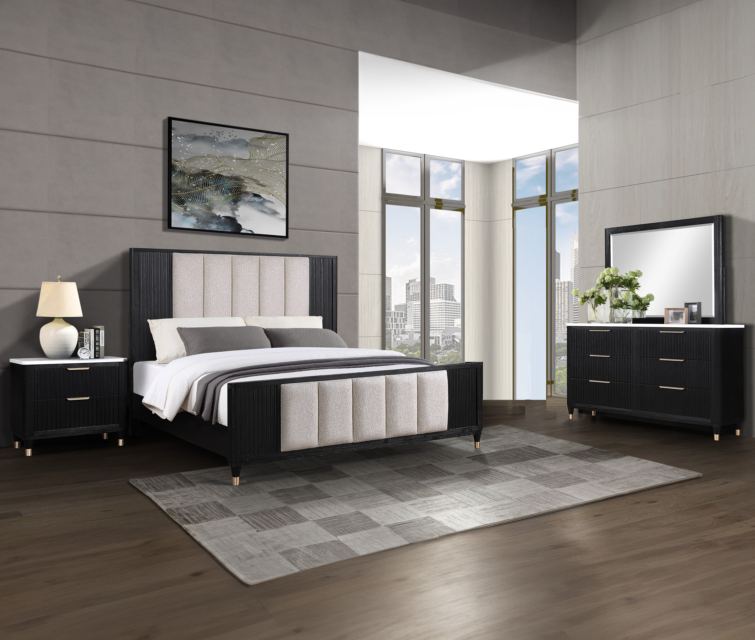 Modern Aesthetic 6-Drawers Dresser with Stone Top