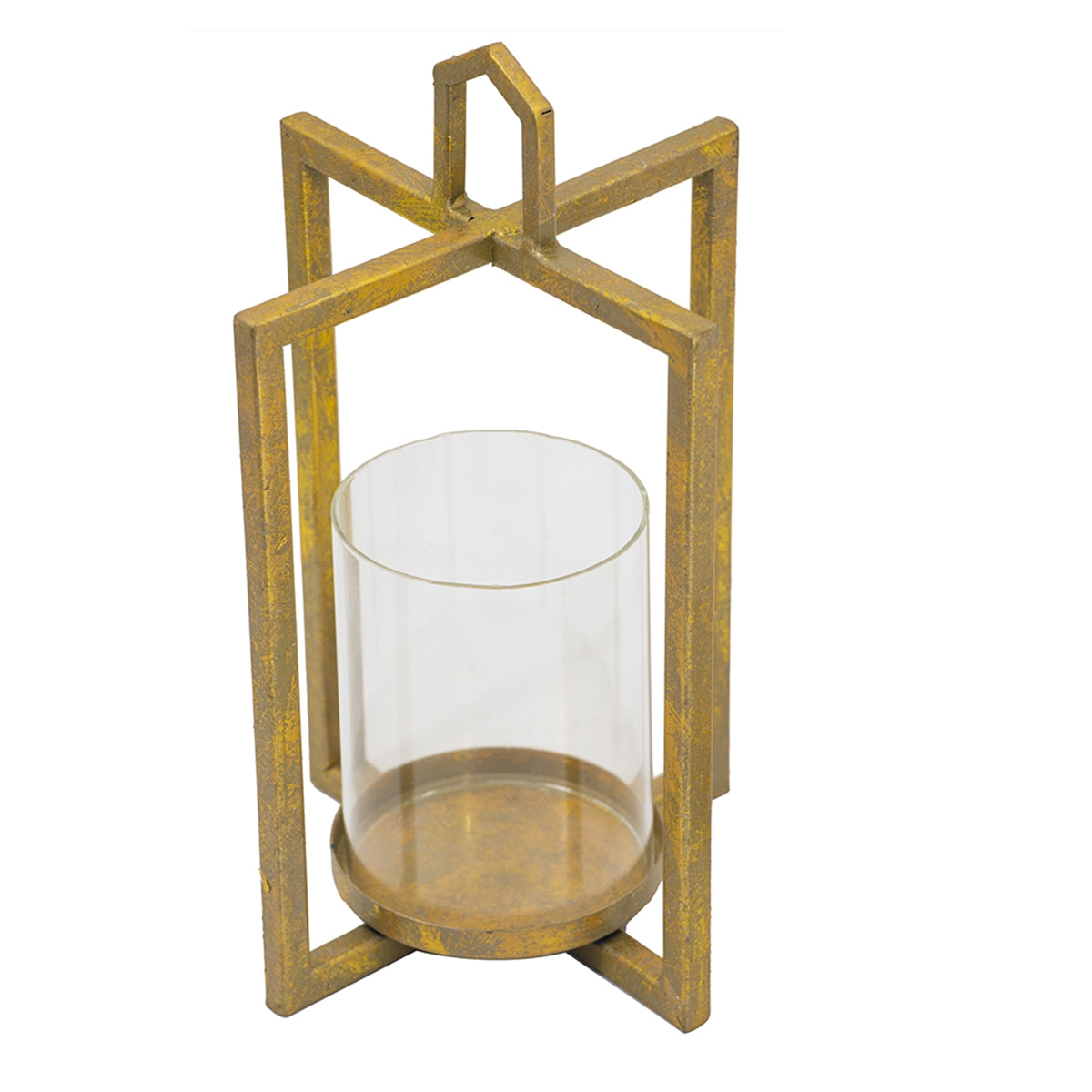 Open Face Gold Candleholder Lanterns, Set of 3