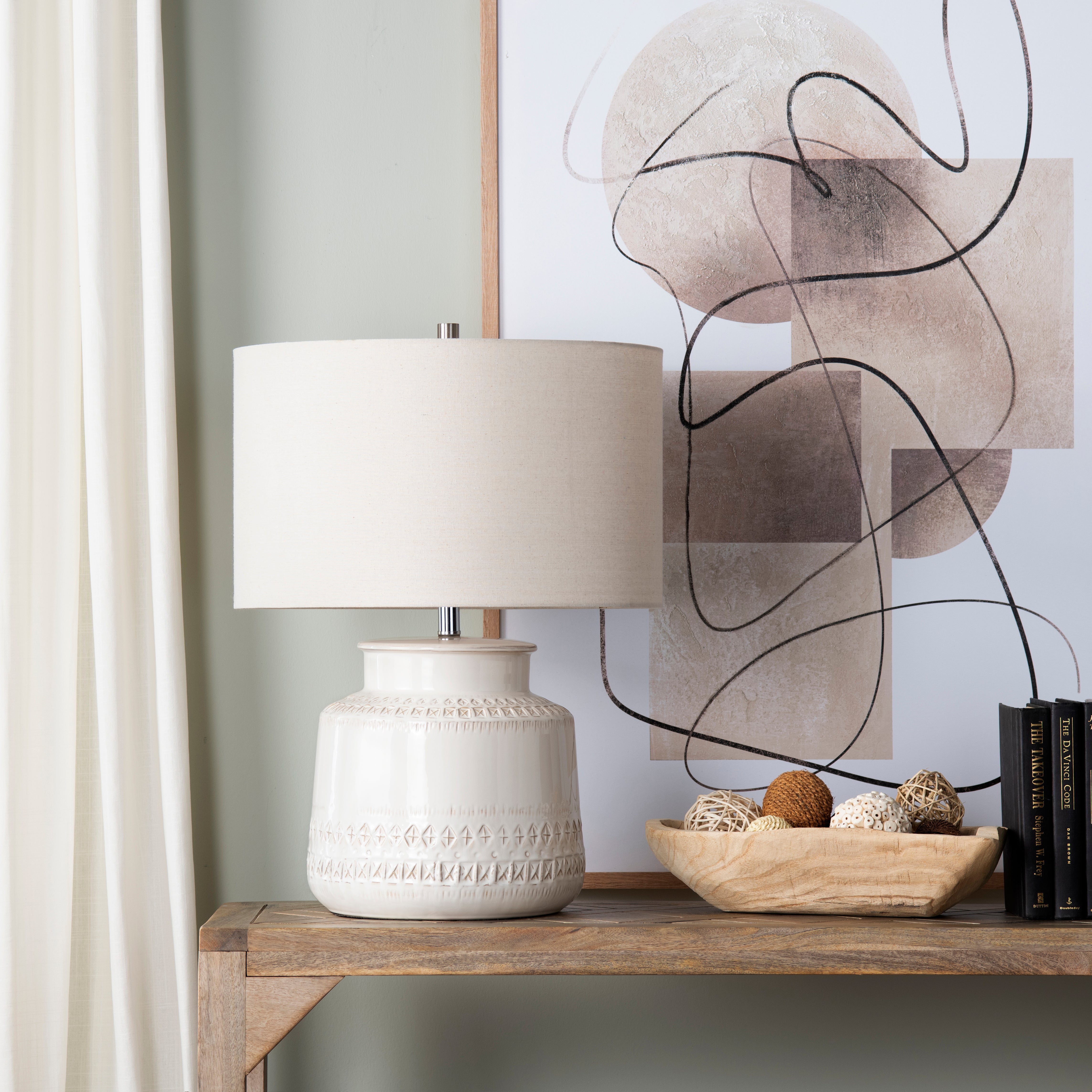 Ceramic Table Lamp with Textured Cream Finish