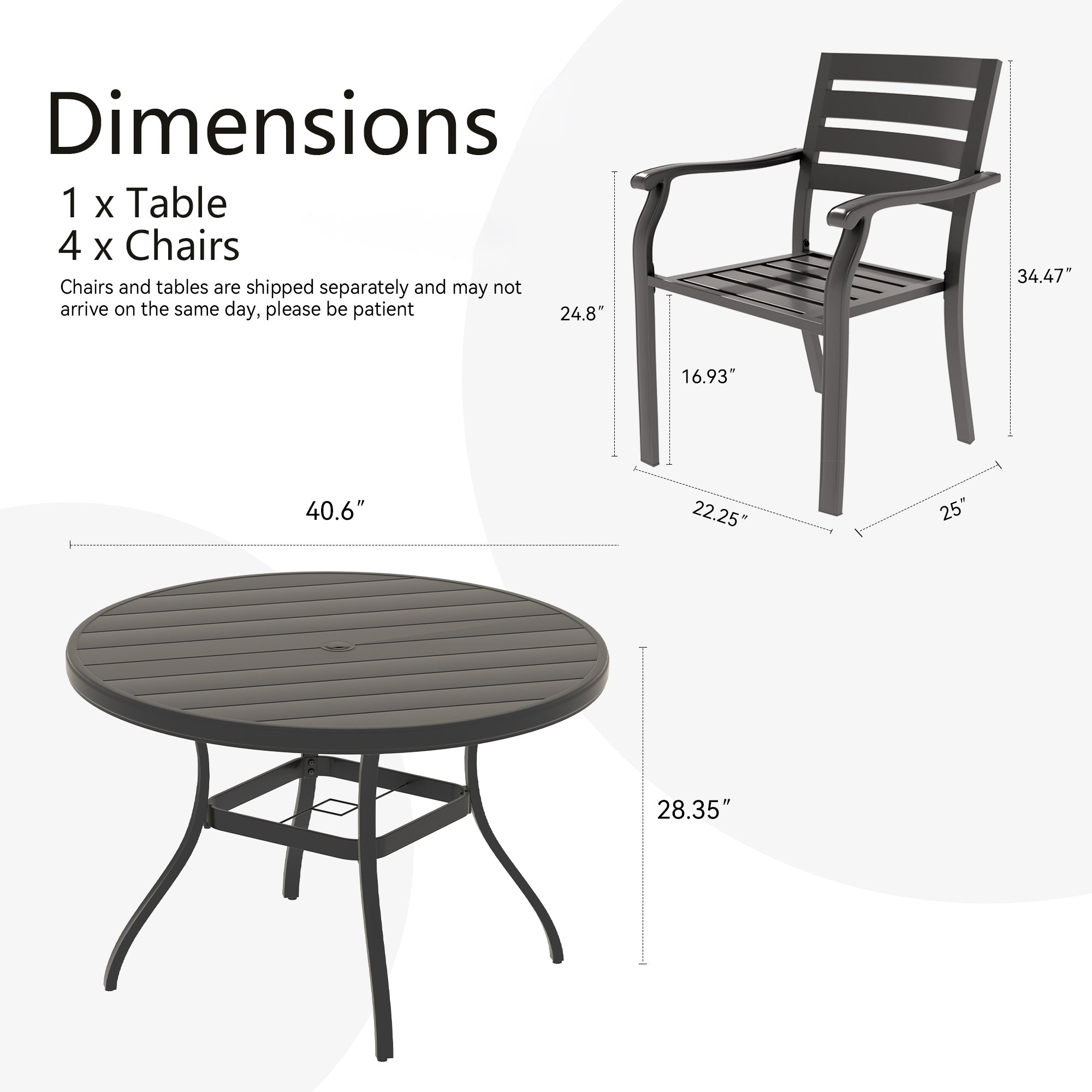 Vireo 5 Piece Outdoor Patio Dining Set with Stackable Chairs
