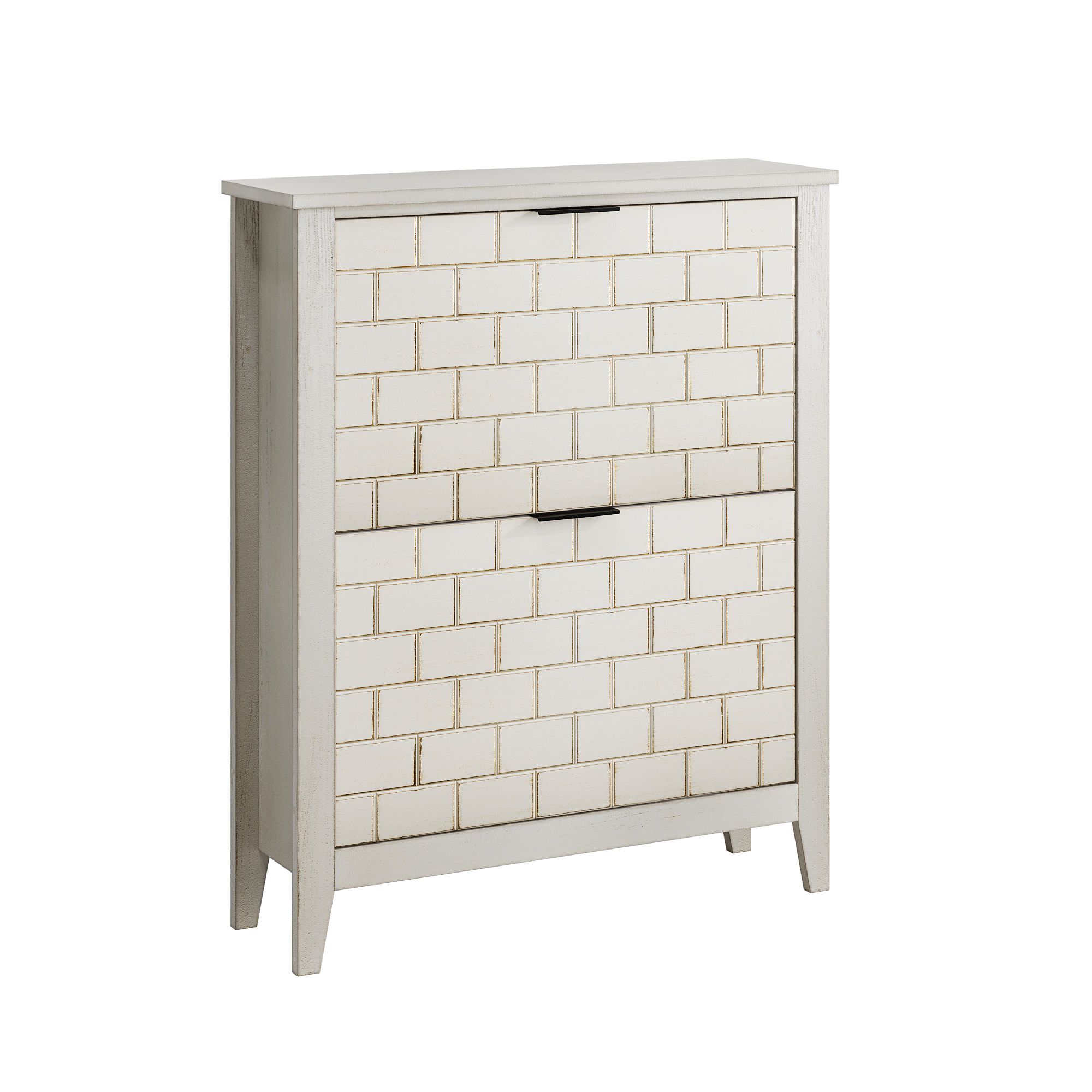White Freestanding Shoe Storage Cabinet with 2 Flip Drawers
