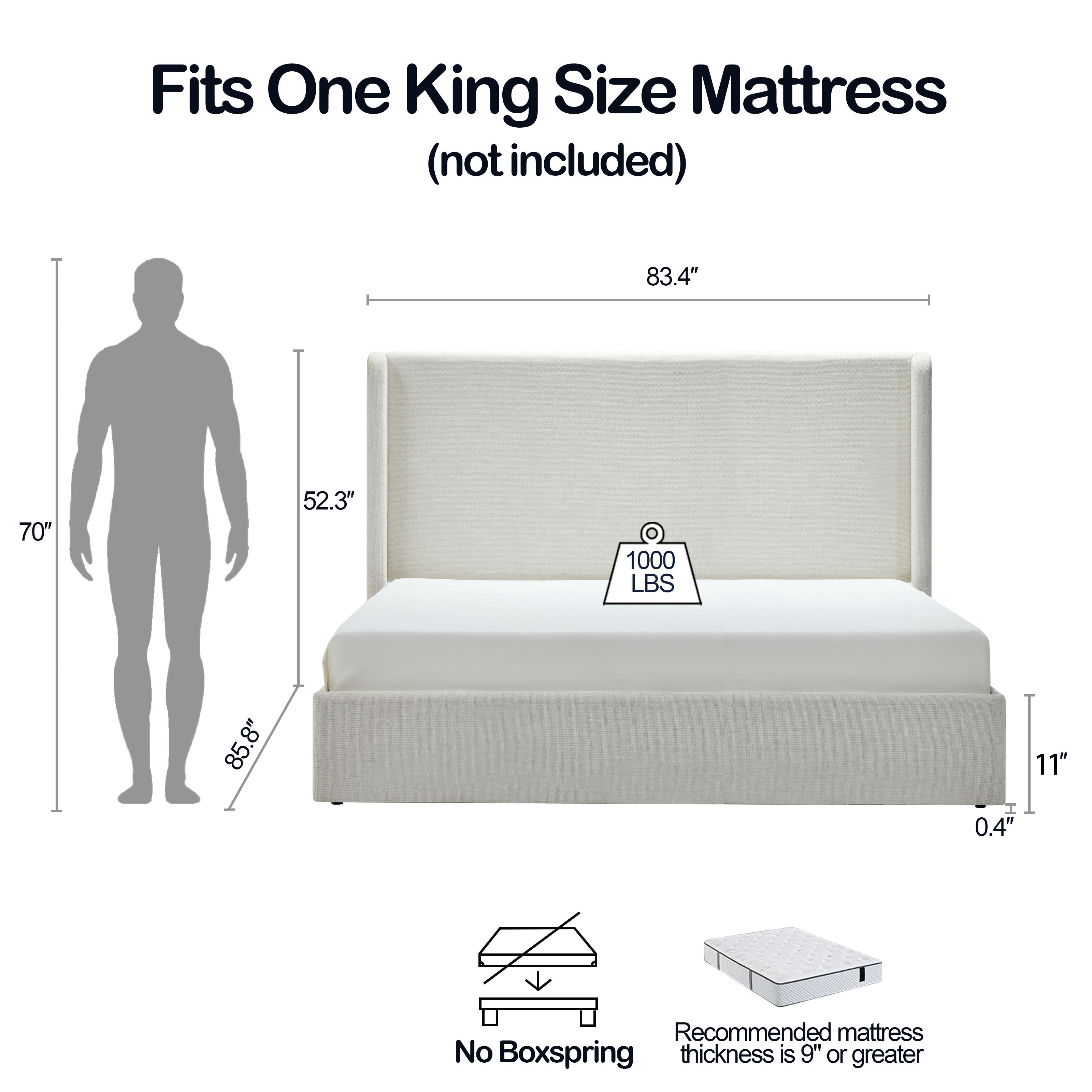 Carmen Upholstered Wingback Bed