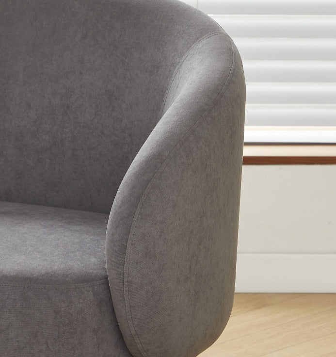 Mid-Century Modern Velvet Accent Chair, Upholstered Barrel Armchair with Metal Legs, Comfy Single Sofa Chair for Living Room Bedroom