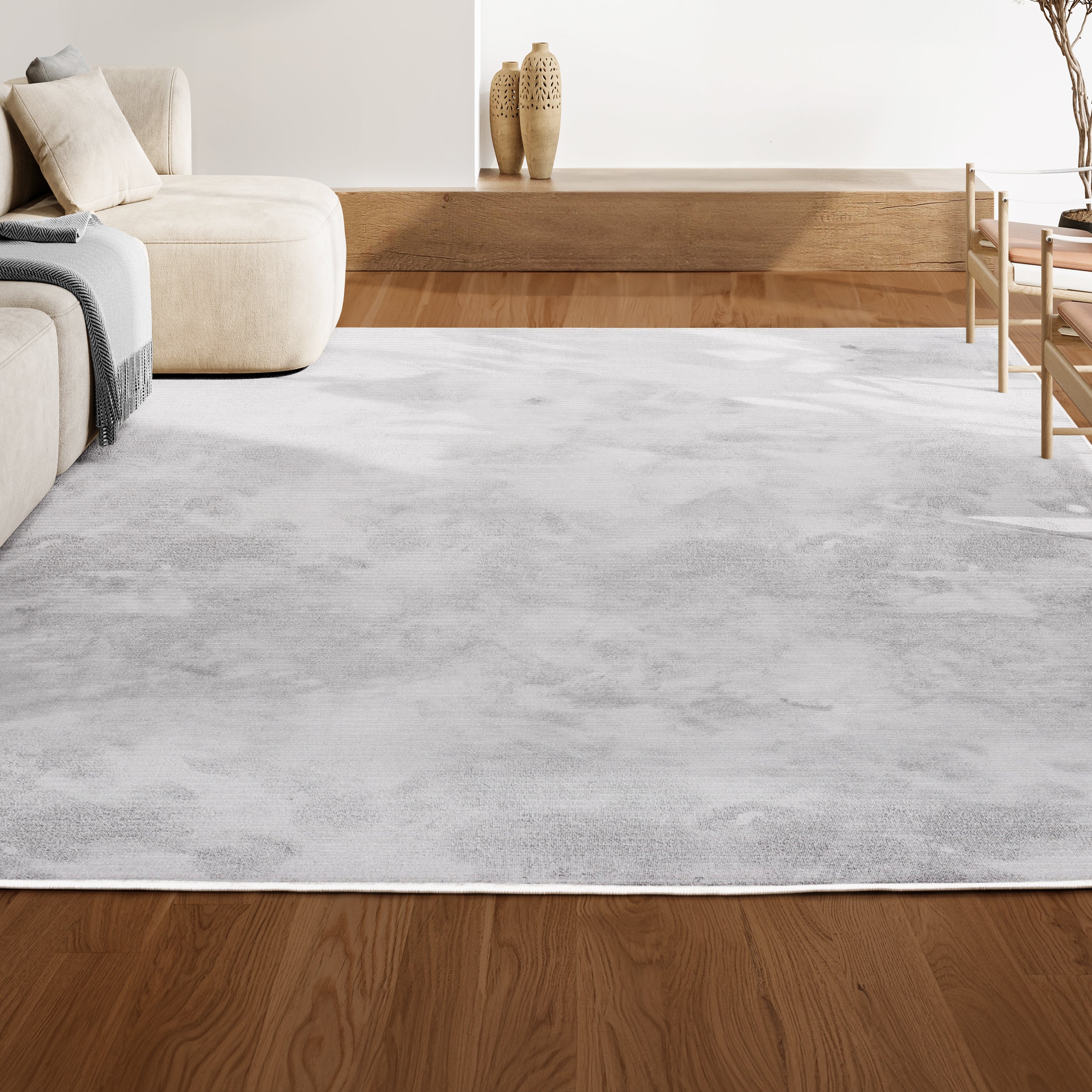 Cole Modern Minimalist Pinstripe High-Low Area Rug