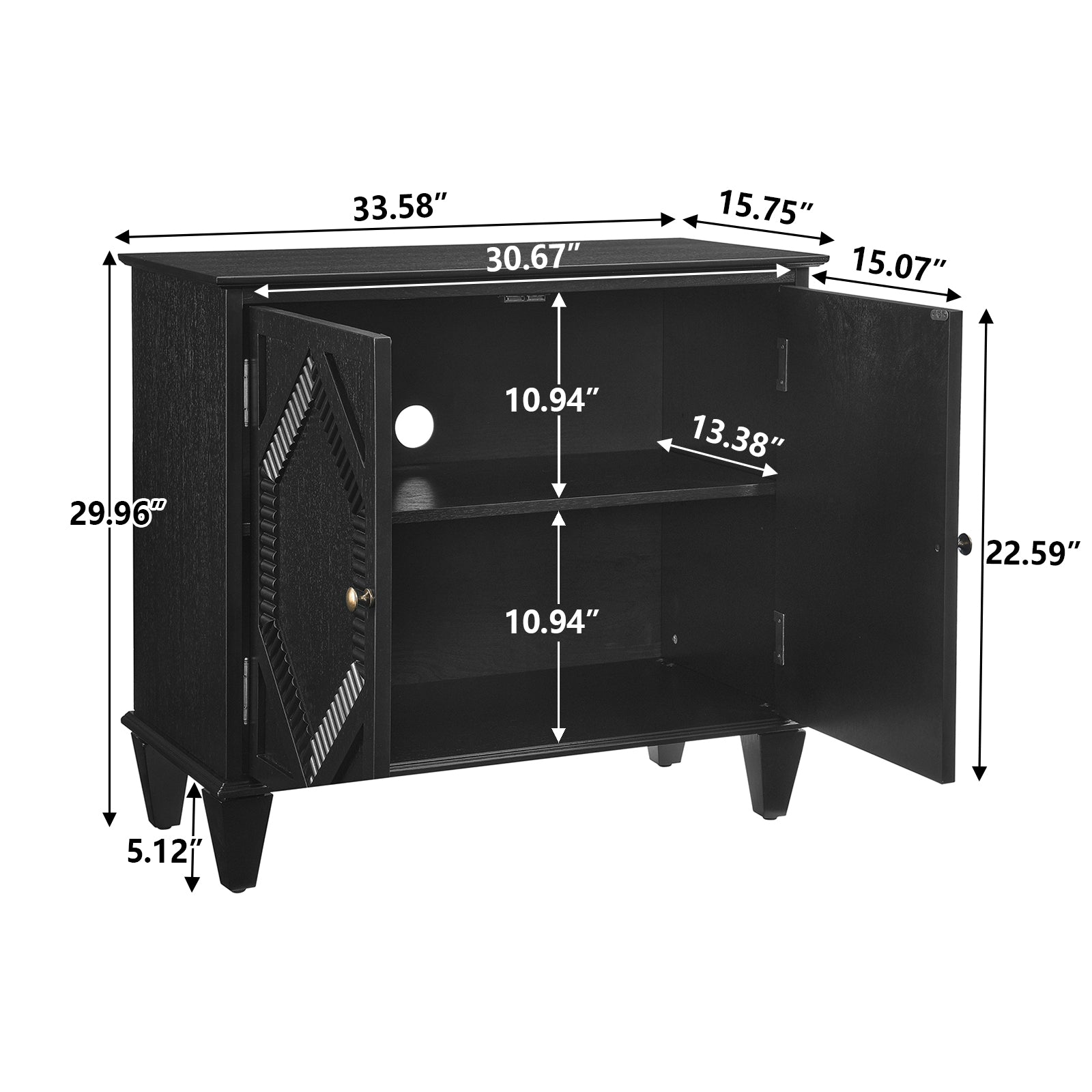 Mid Century Modern Geometric Accent Cabinet with Storage - 65.2"
