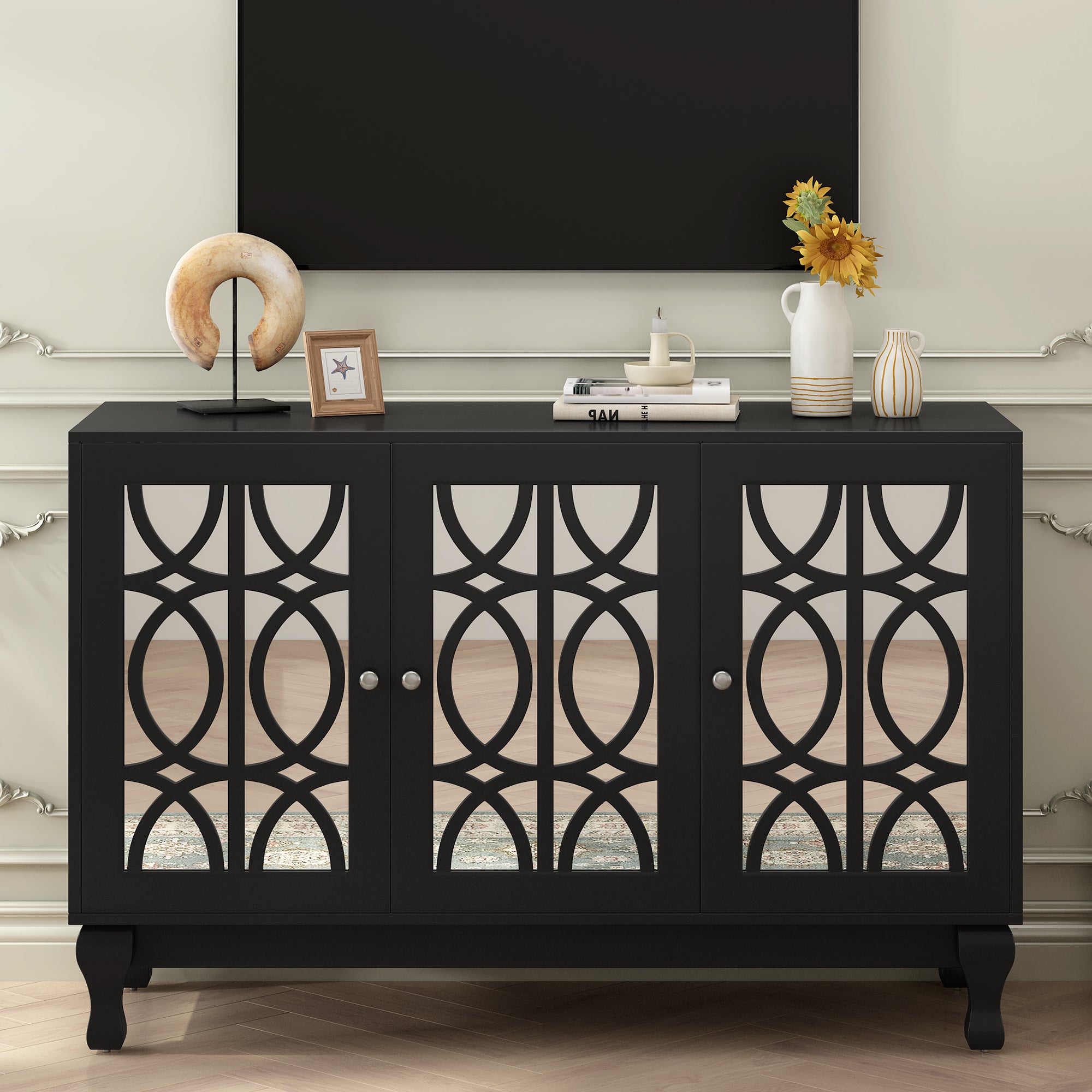 Mirrored Door Entertainment Center