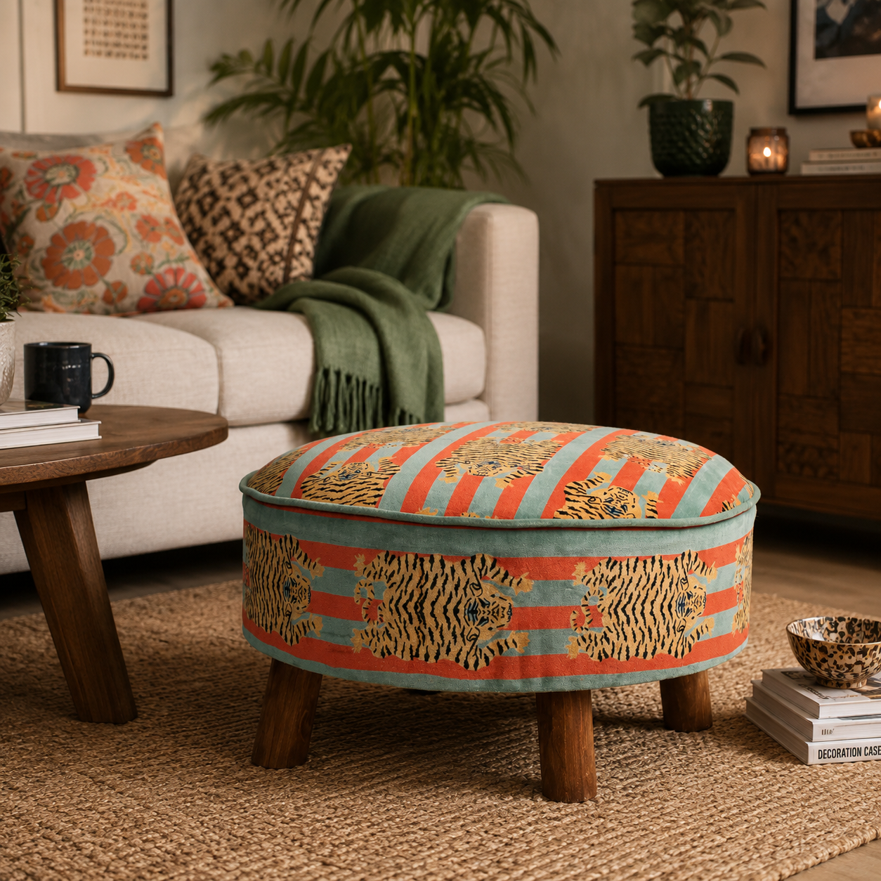 Velvet Safari Ottoman