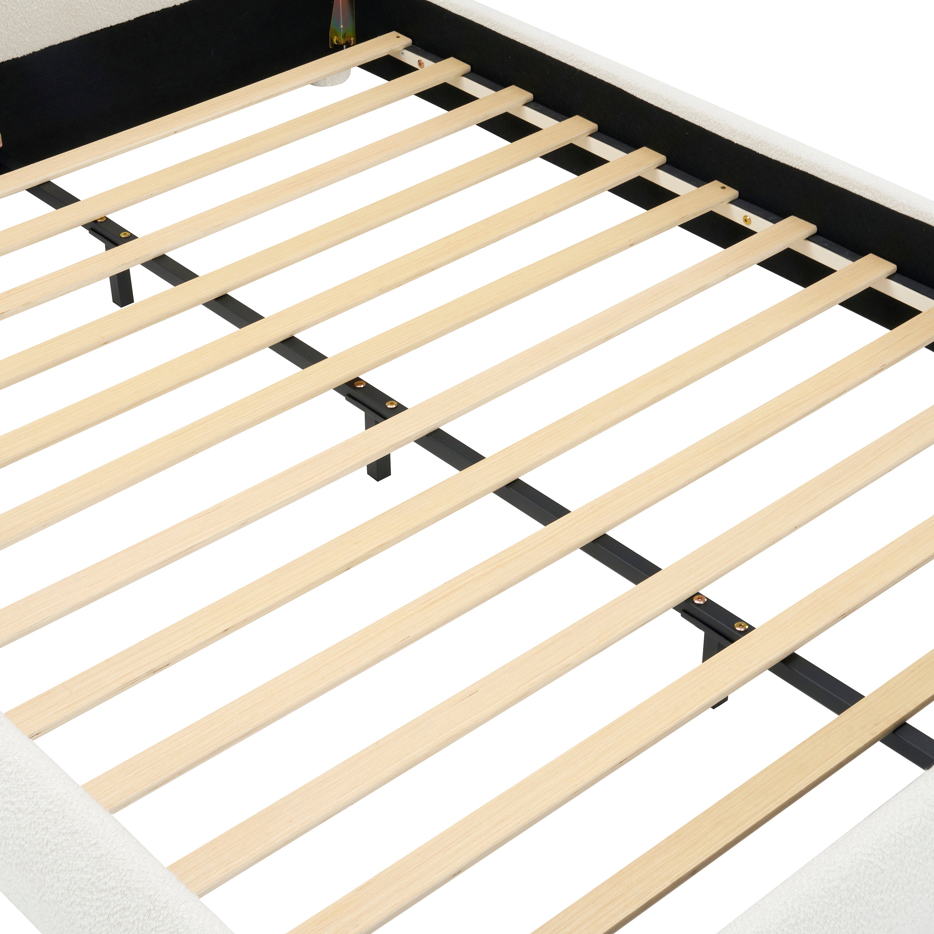 Modern Bed Frame with Upholstered Curved Headboard