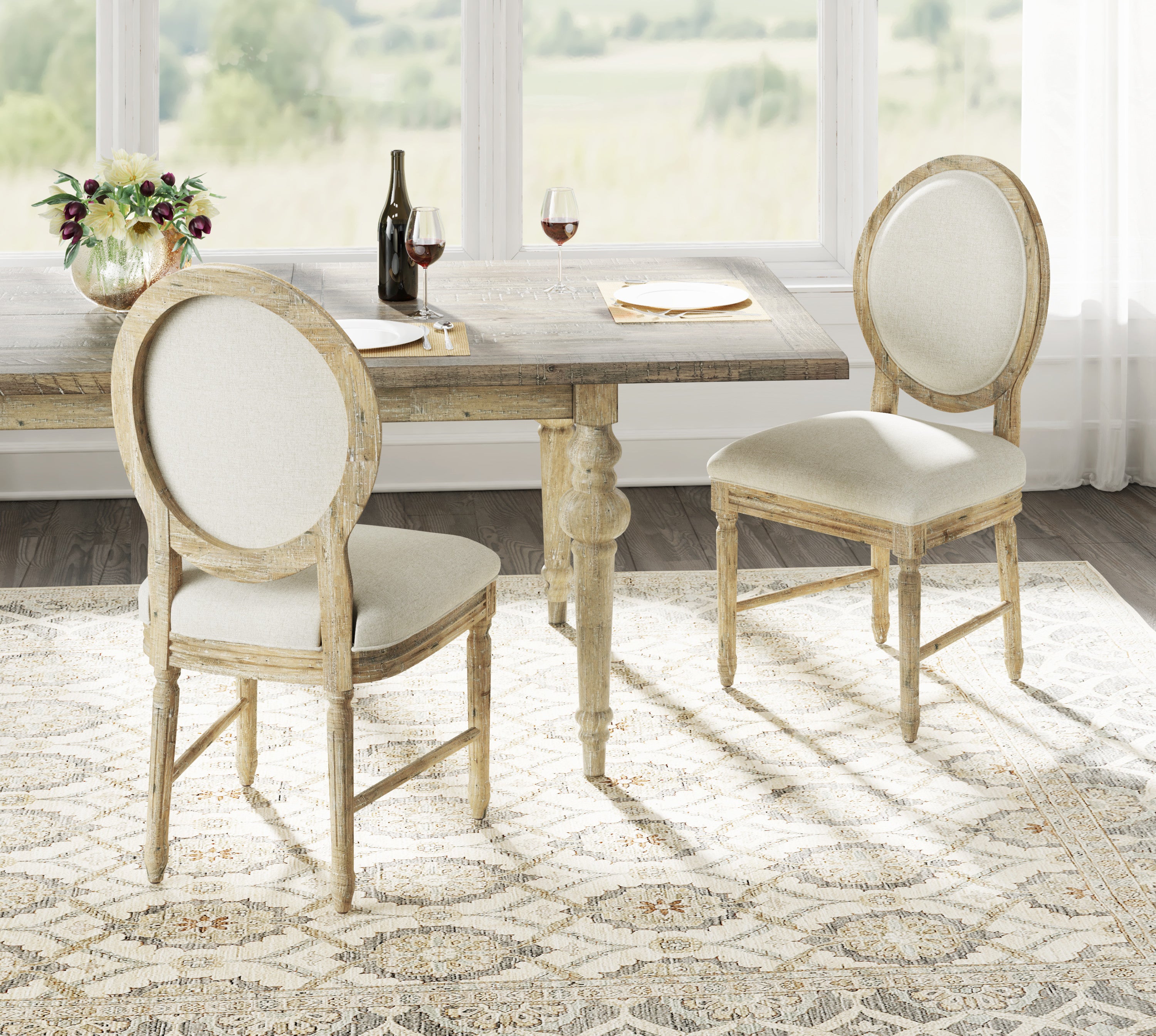 Brown Upholstered Dining Chairs, Set of 2