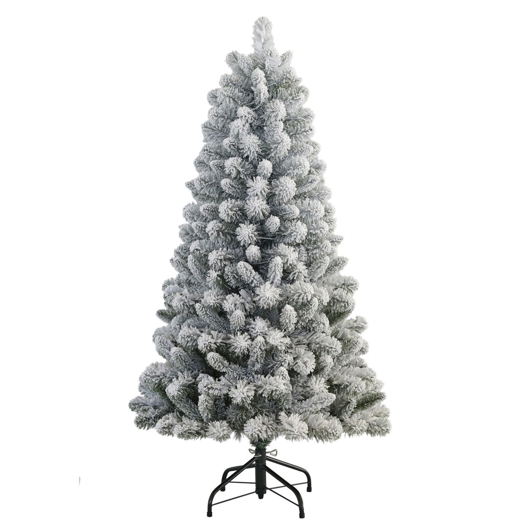 4.5' Flocked Virginia Pine Artificial Christmas Tree with Stand