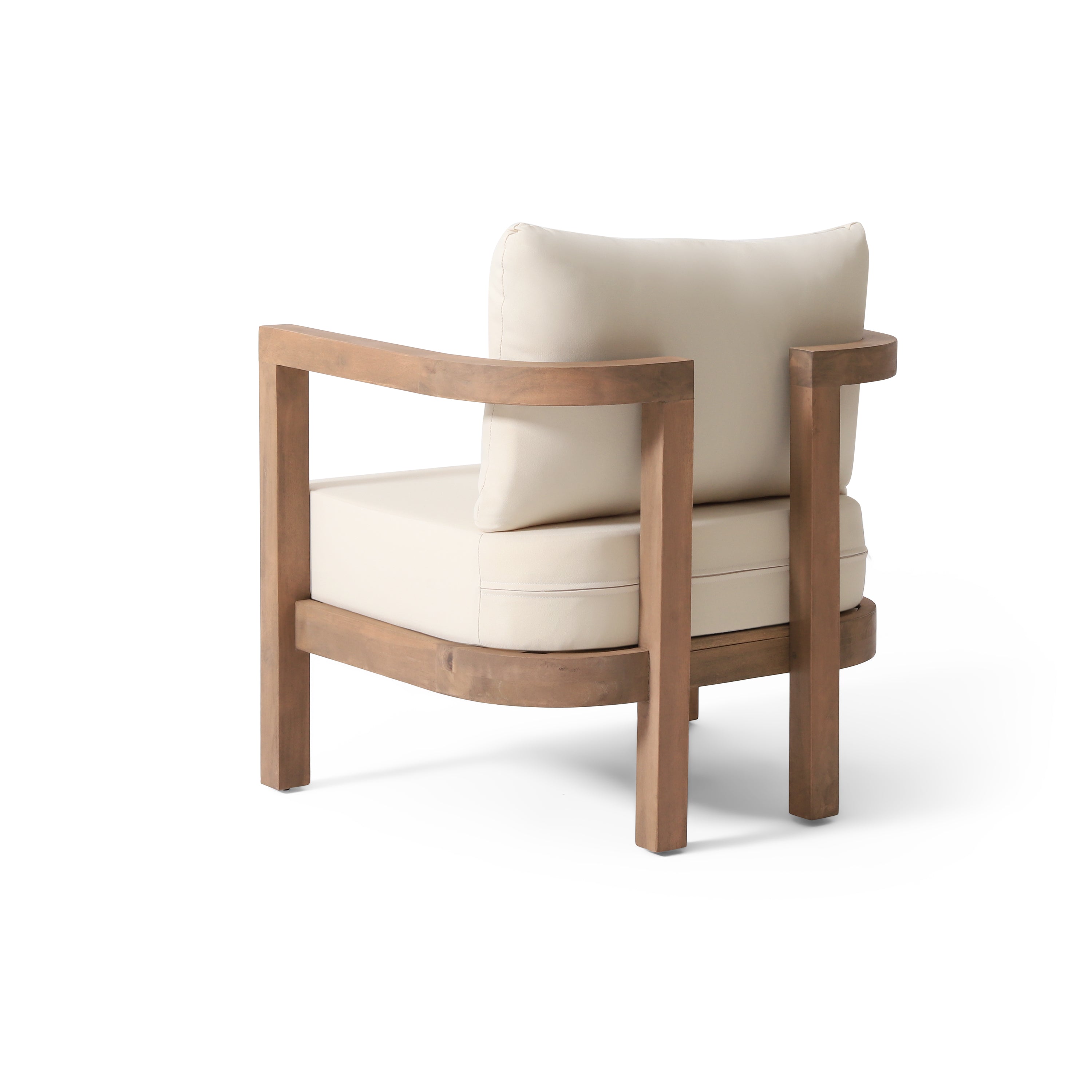 Outdoor Club Chair with Slat Panel Design and Back Cushion