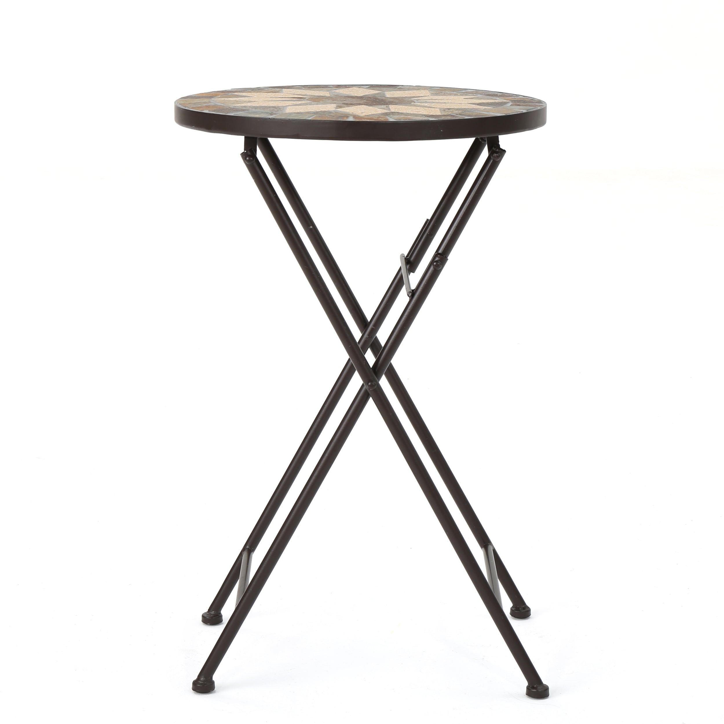 Outdoor Folding End Table with Sunburst Design