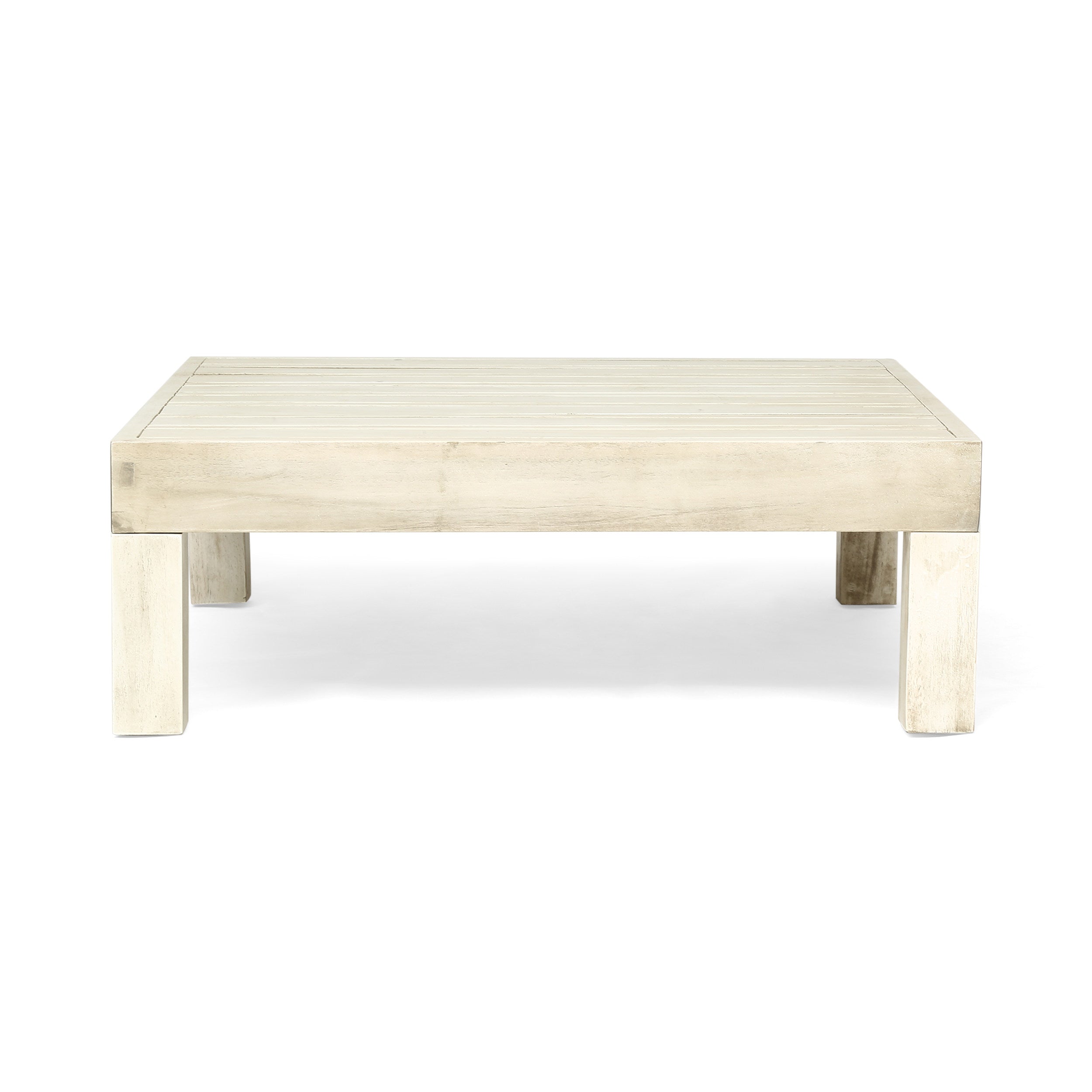 Outdoor Coffee Table with Slat Panel Design and Wooden Frame