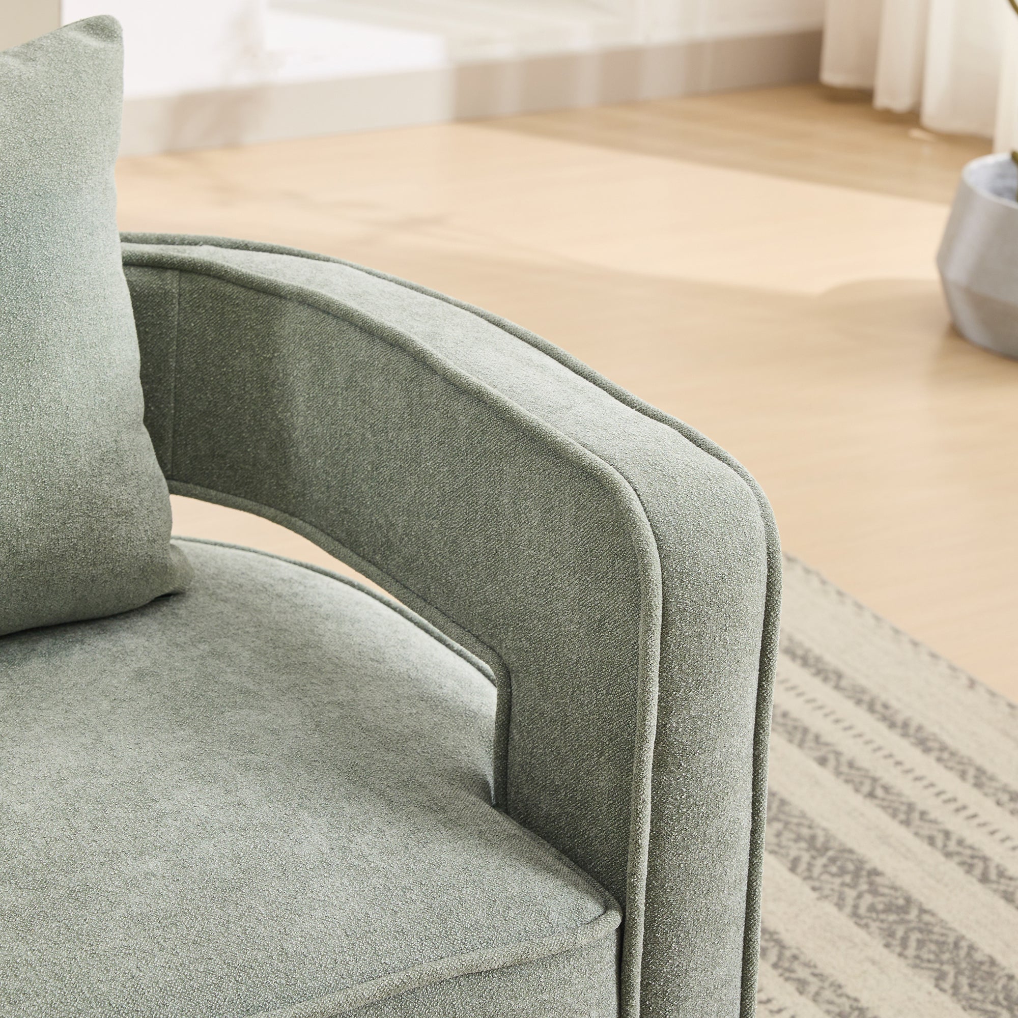 Fernleigh Swivel Accent Open Back Barrel Chair With Weathered Base