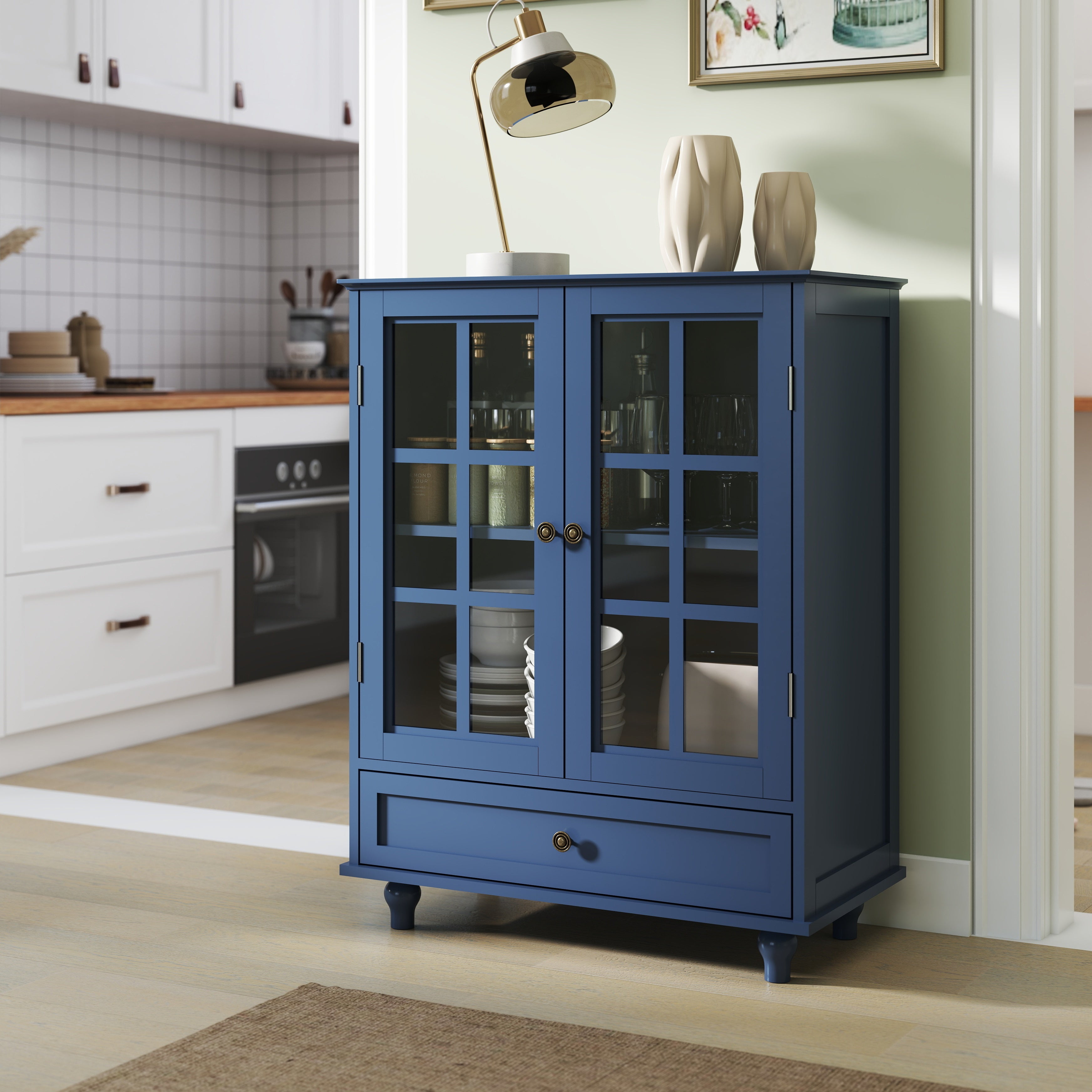 Double Glass Door Accent Cabinet