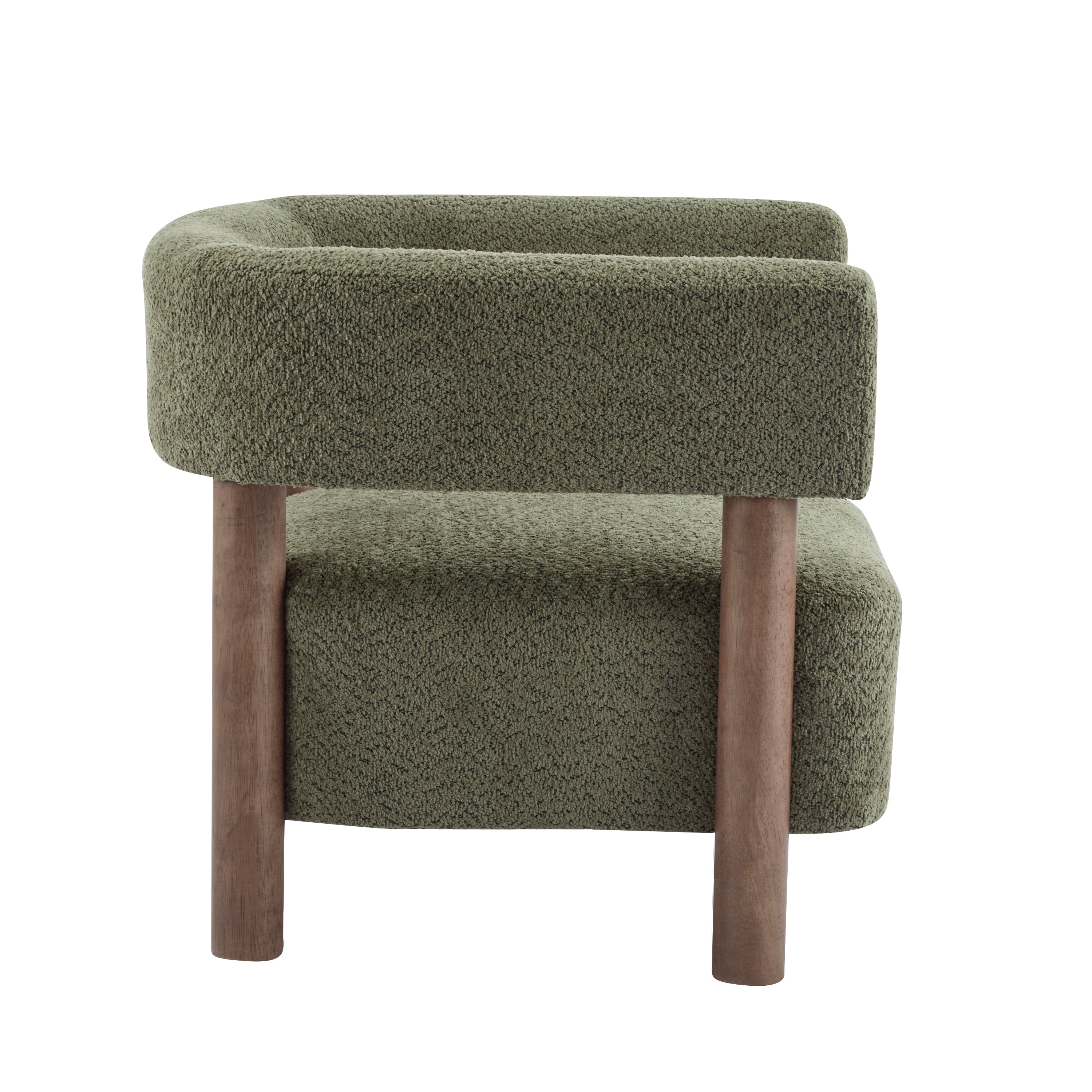 Boucle Upholstered Accent Arm Chair with Modern Wooden Frame