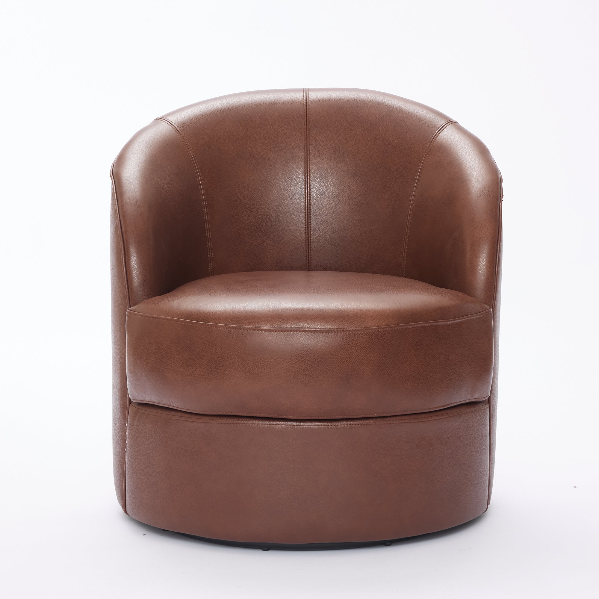 Top-Grain Leather Swivel Accent Chair