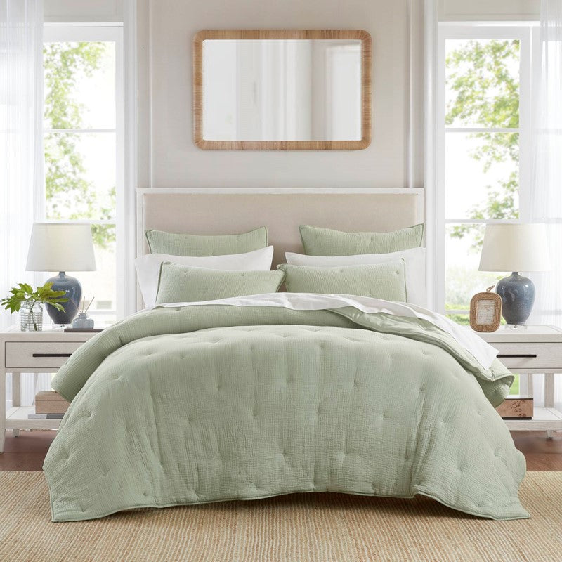 3 Piece Cotton Gauze Embroidered Quilt Set