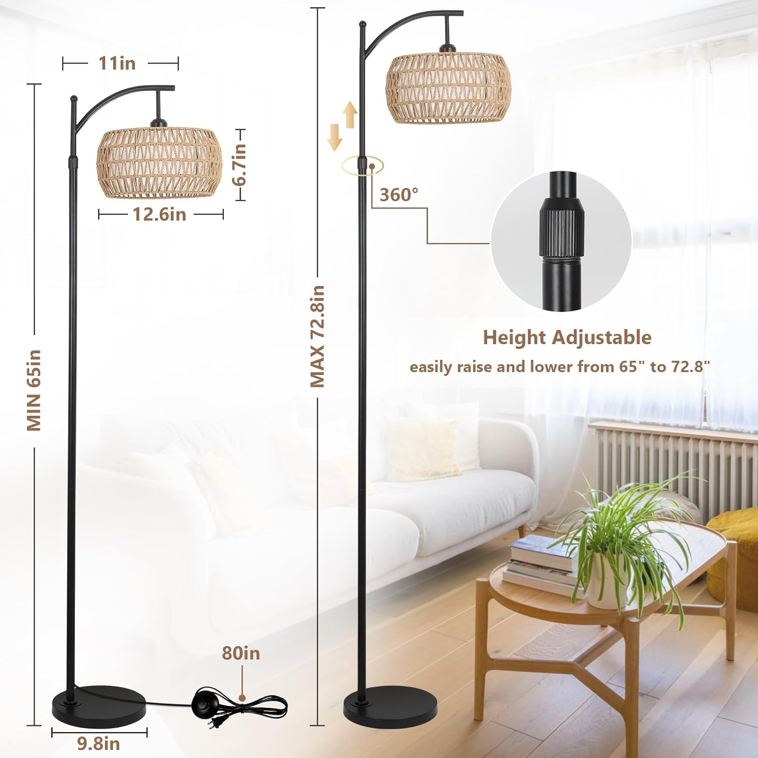 Ataraxis Floor Lamp with 3 Color Temperatures and Double Drum Shade