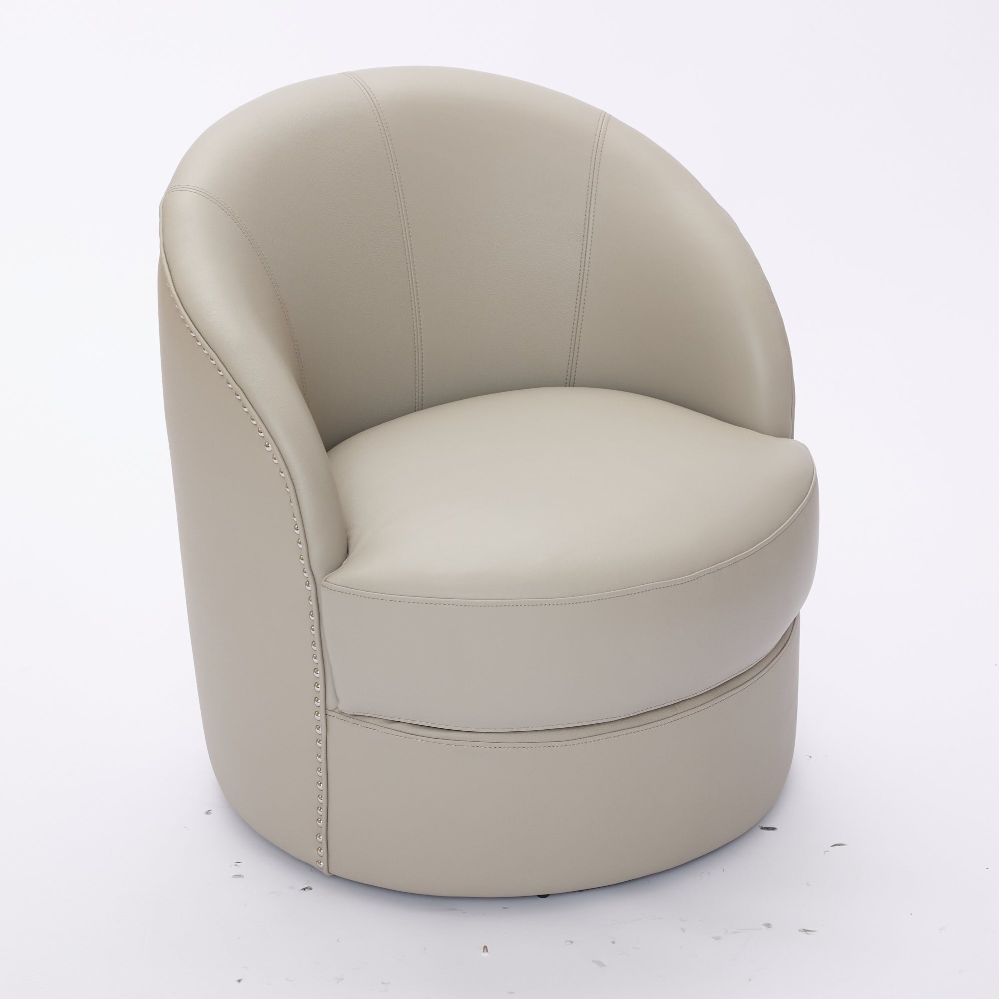 Top-Grain Leather Swivel Accent Chair