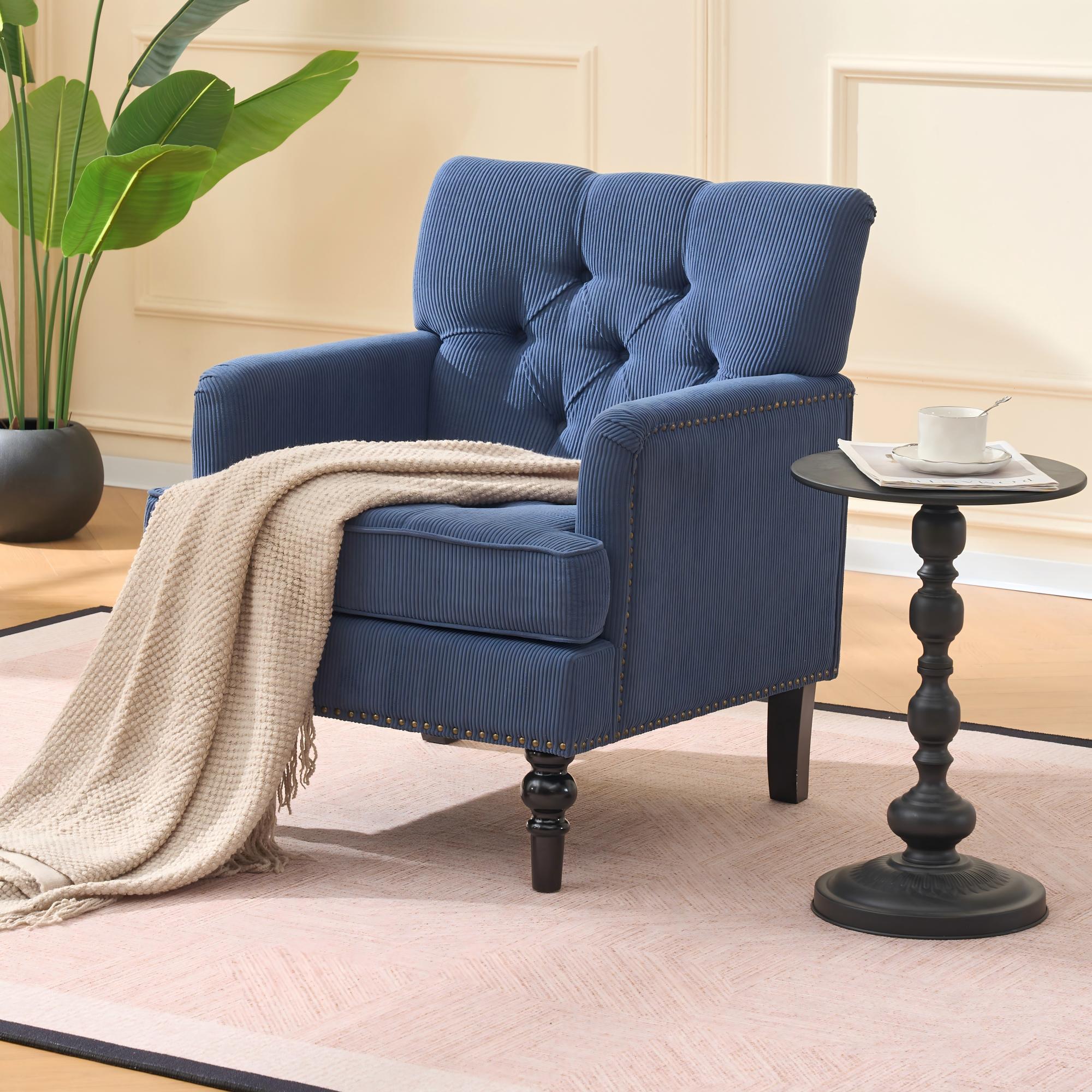 Upholstered Button-Tufted Club Accent Chair
