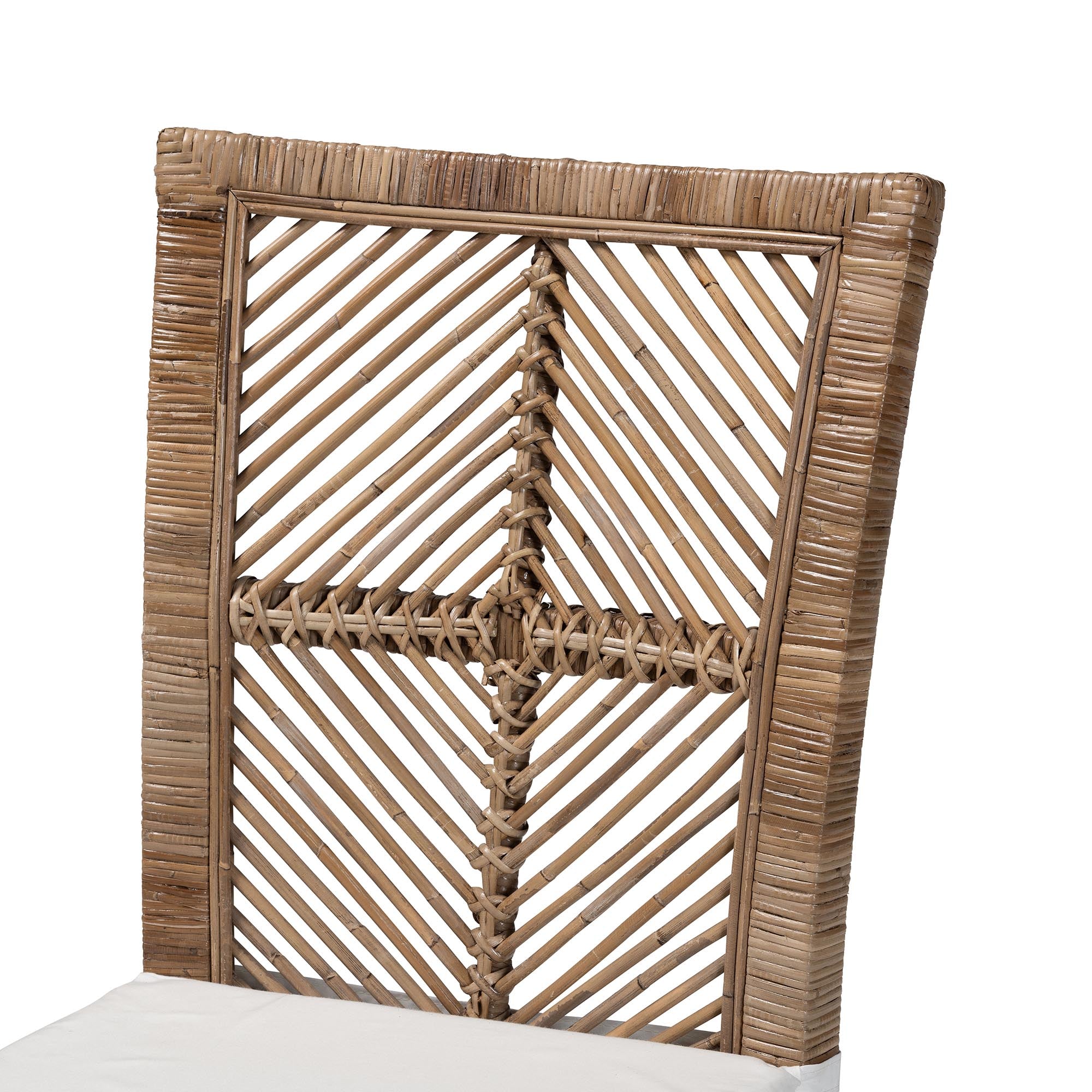 Ritu Rattan and Mahognay Wood Dining Side Chair with Cushion