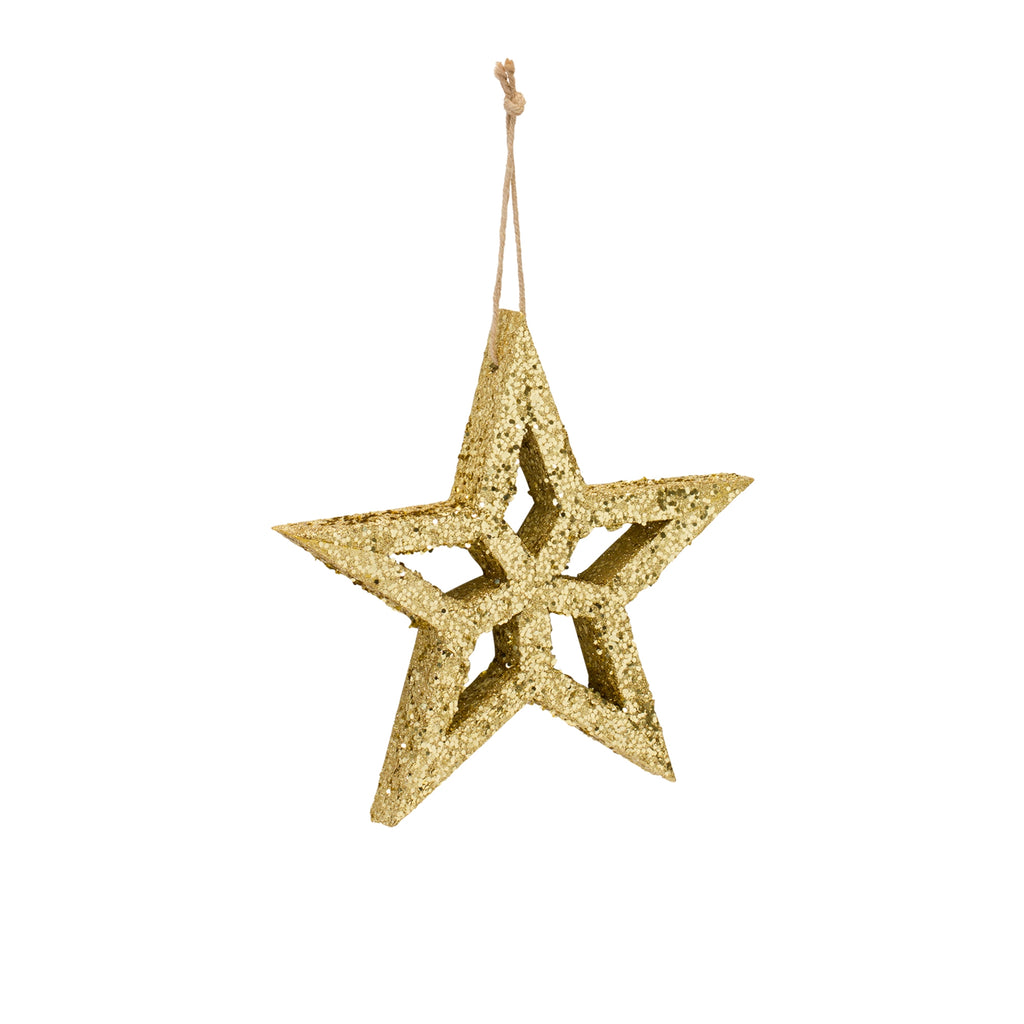 Gold Wood Star Ornament (Set of 6)