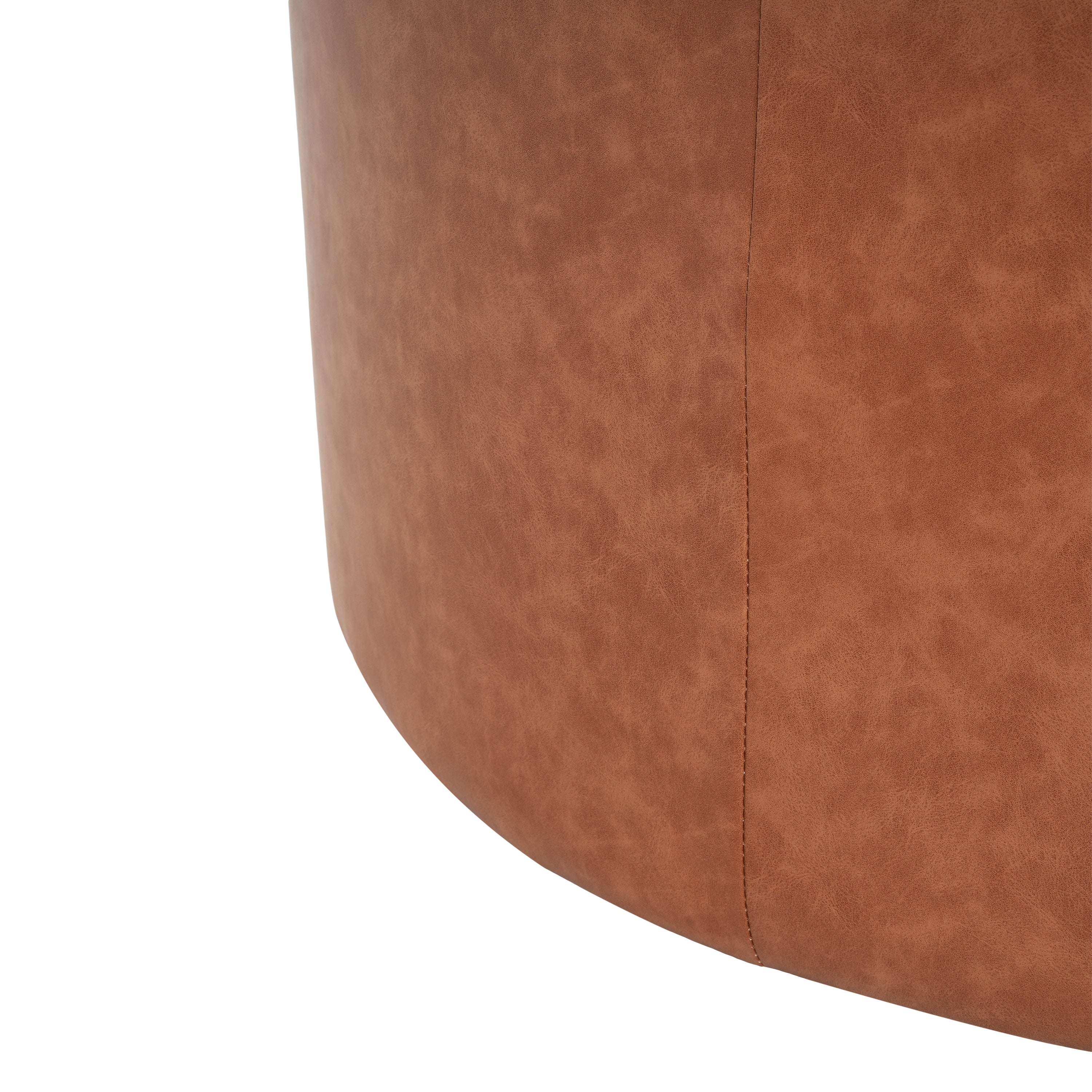 Upholstered Round Vegan Leather Ottoman