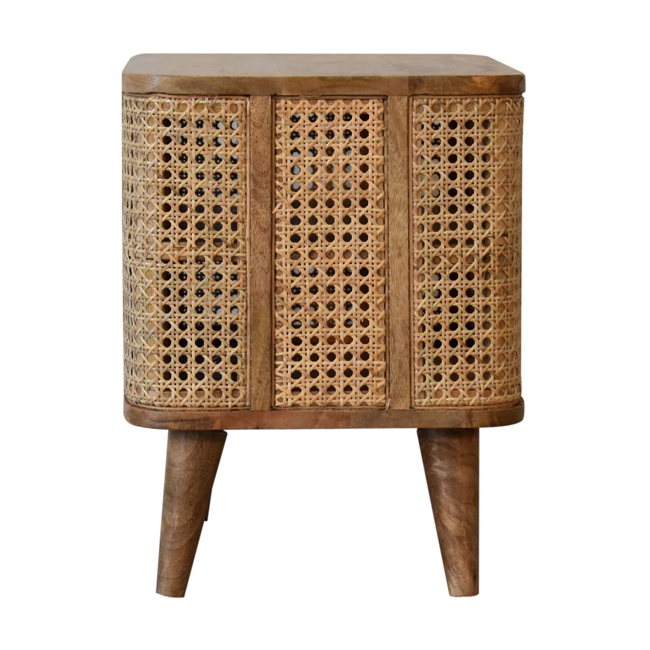 Decipher Wood and Rattan Bedside with 2 Open Shelves - Nightstands