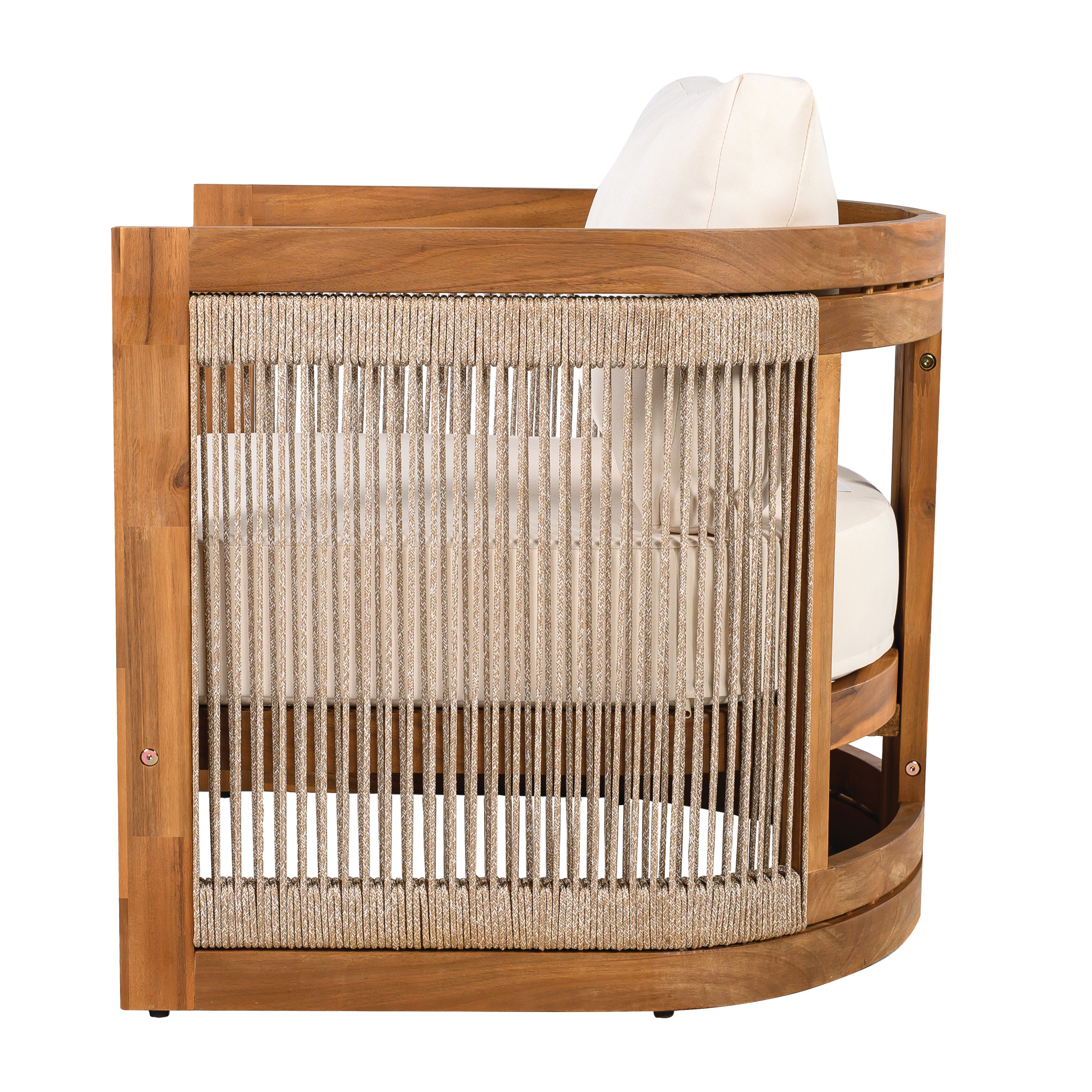 Sundara Acacia Wood Outdoor Club Chair with Handwoven Rope Accents