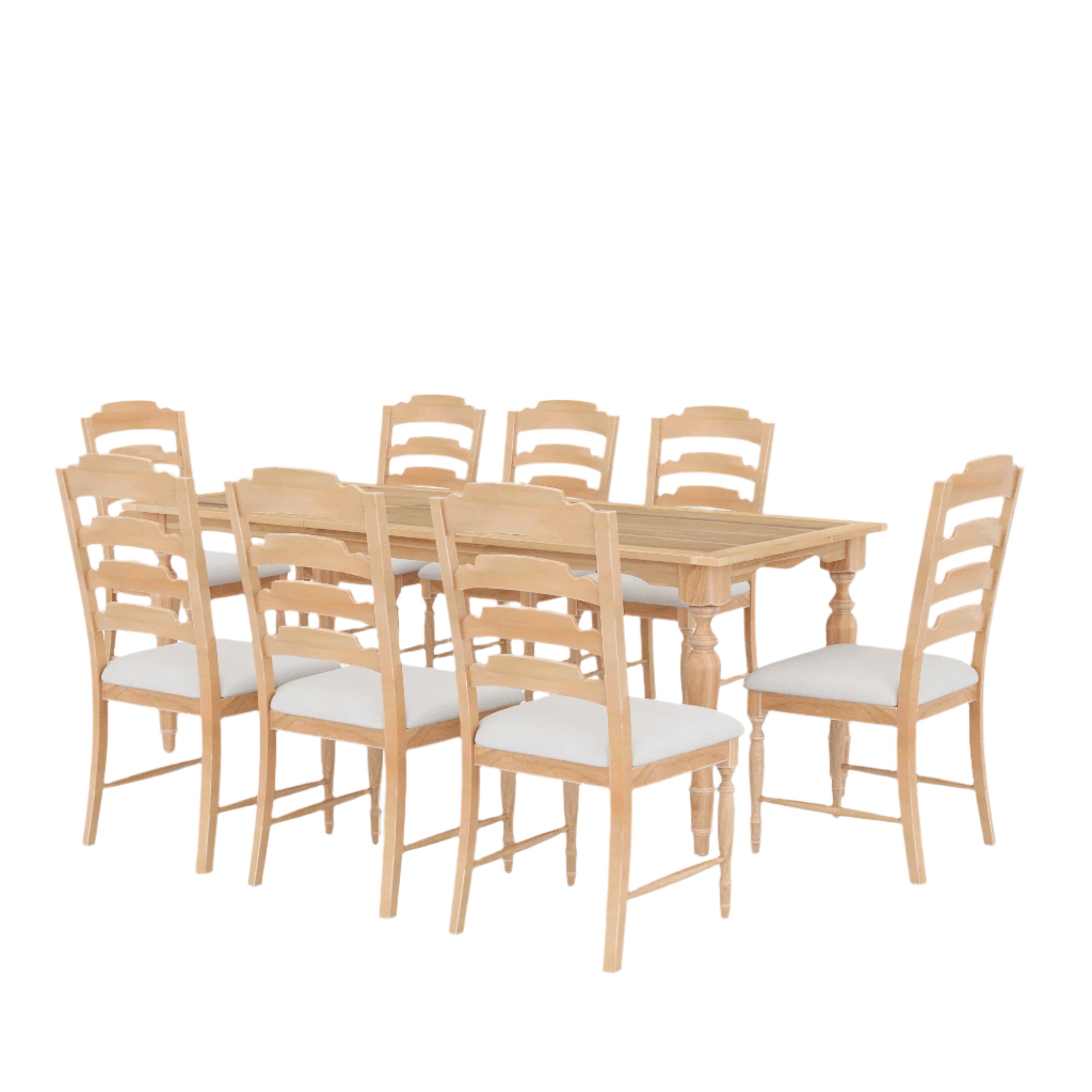 Foreverx 9-Piece Dining Set with Removable Leaf Table and 8 Upholstered Dining Chairs