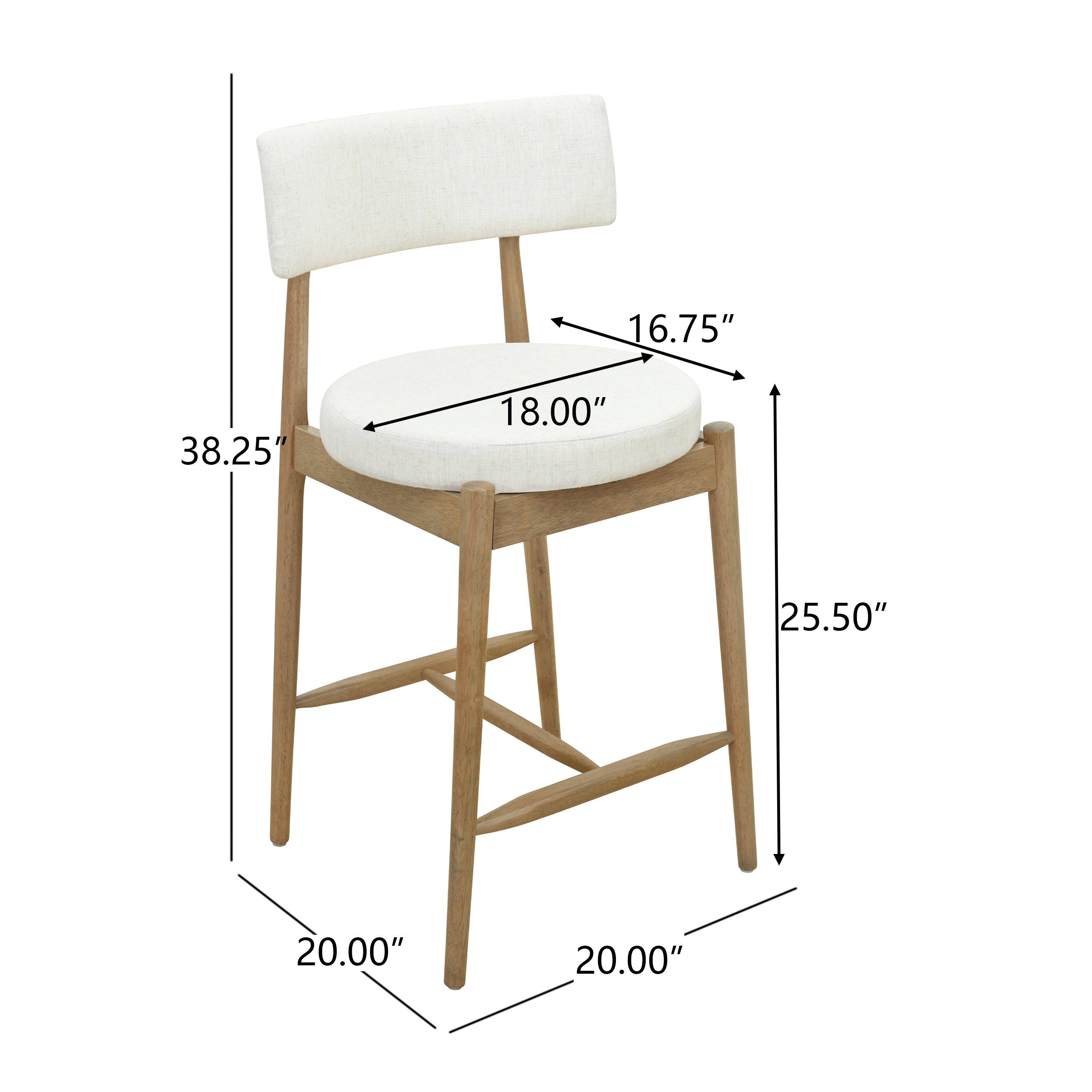 Harveston Mid Century Modern Boucle Upholstered Counter Stools, Set of 2