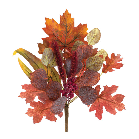 Mixed-Fall-Foliage-Leaf-Pick-(set-of-6)-Red-Faux-Florals