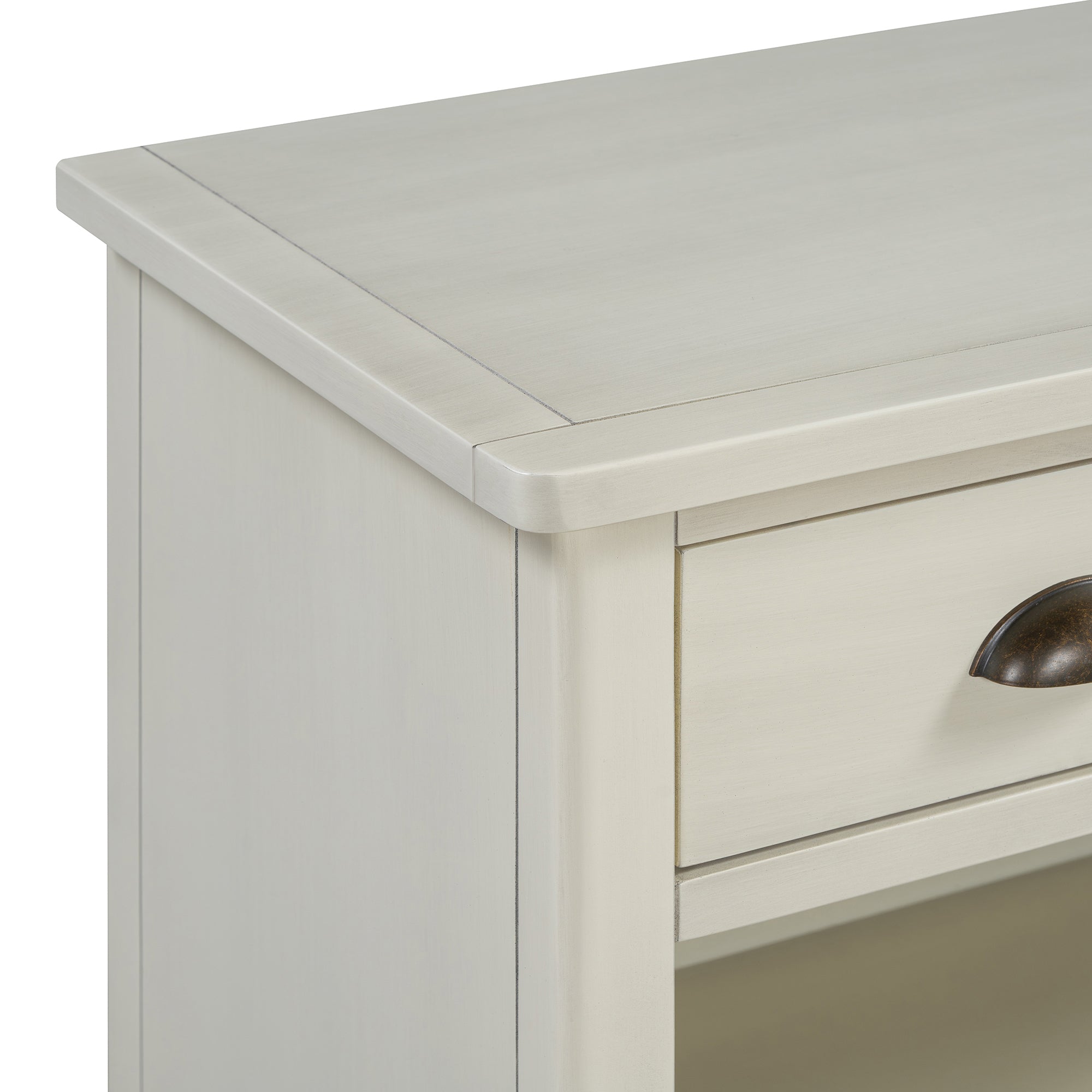 Coronate Console Table with Drawers and Water Hyacinth Woven Baskets