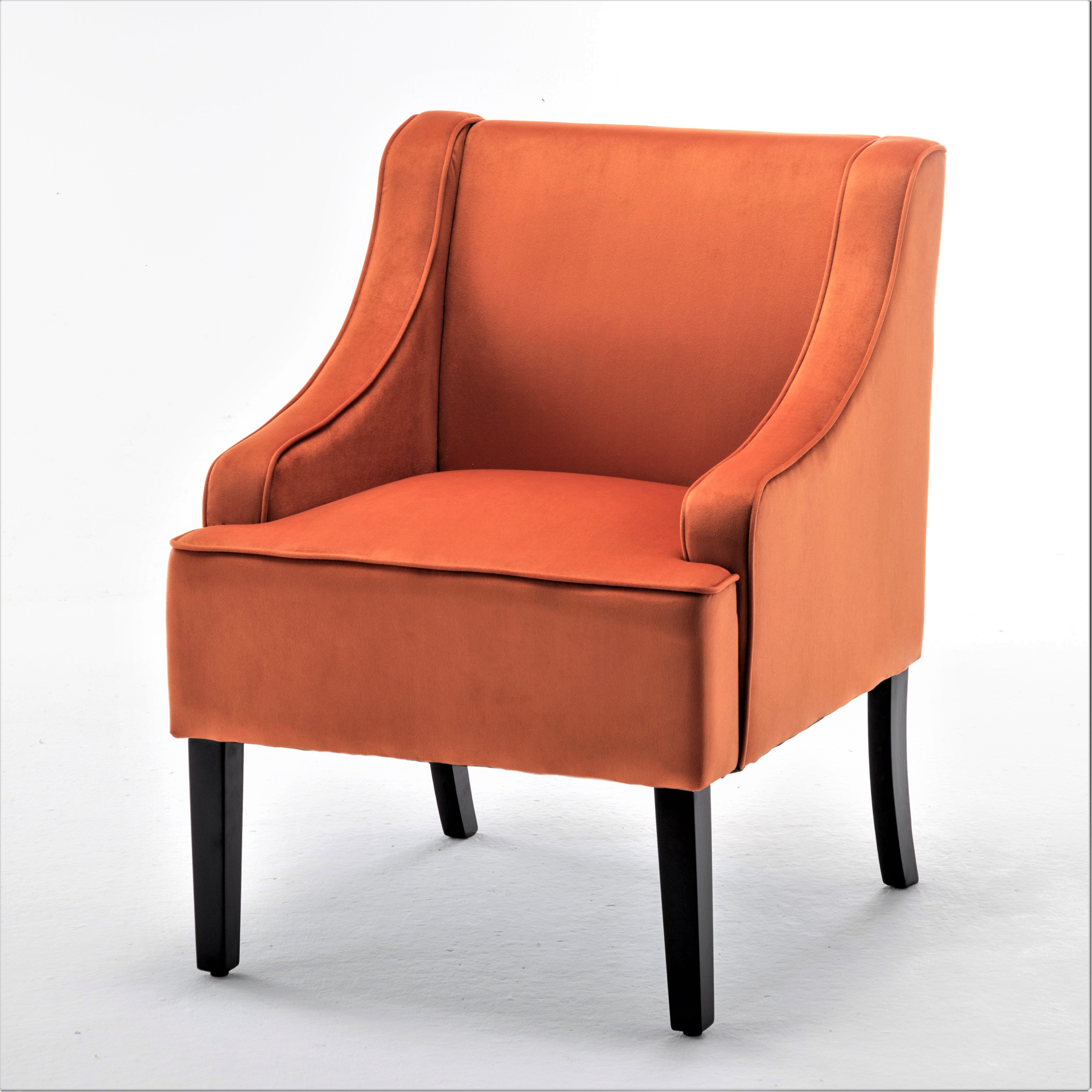 Versatile Upholstered Side Chair, Solid Wood Frame with Recessed Arms, Tapered Front Legs and Flared Back Legs, Foam & Sinuous Springs Cushioned Accent Chair for Entryway Bedroom Dining Room
